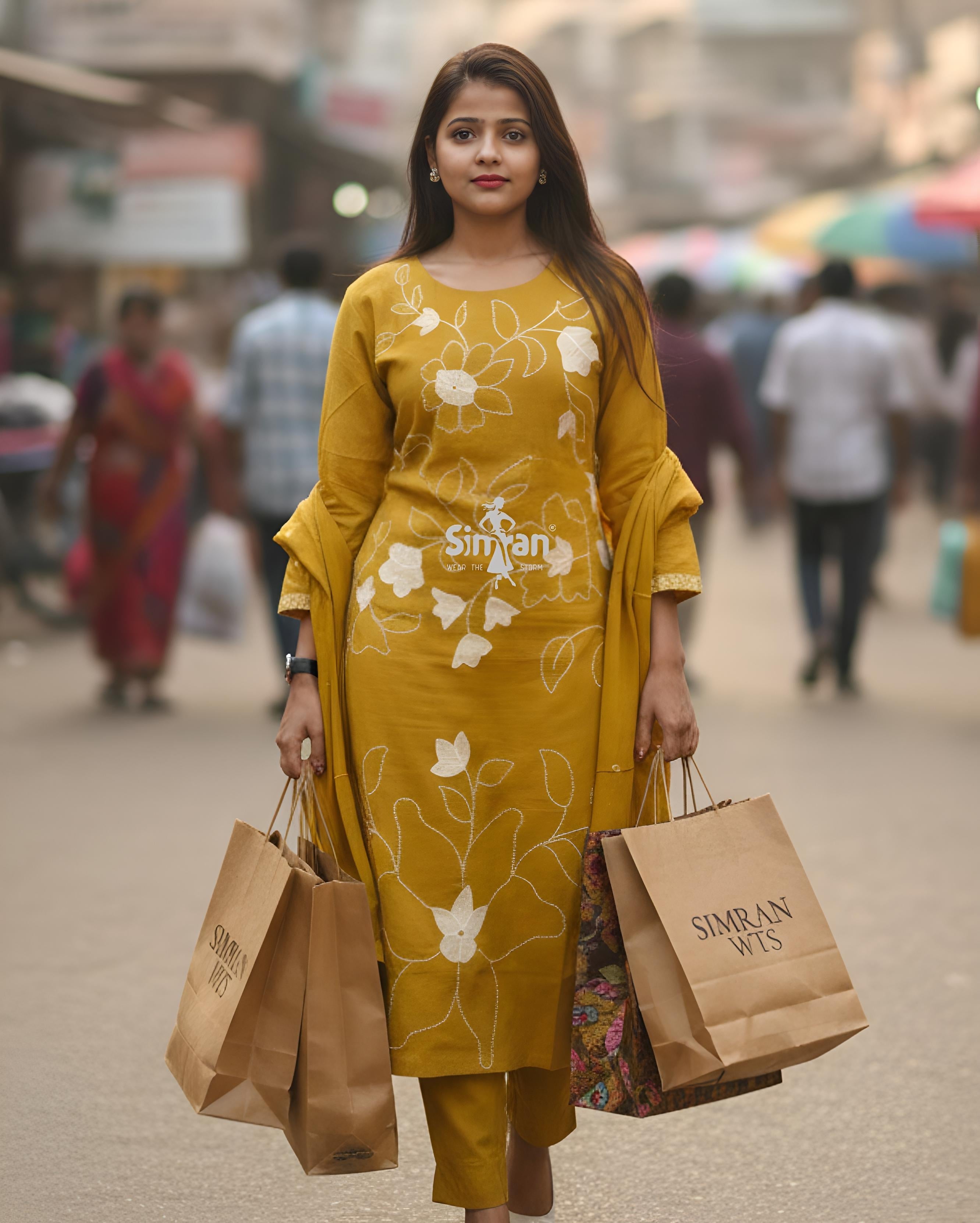 Linen Cotton Kurti Pant Dupatta Set 014748