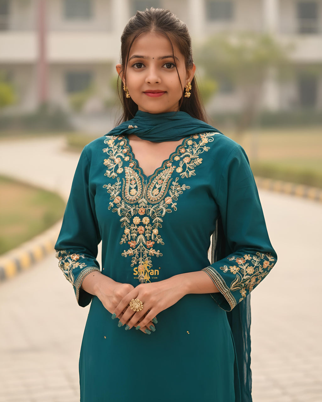 Cotton Kurti Pant Dupatta Set 014760