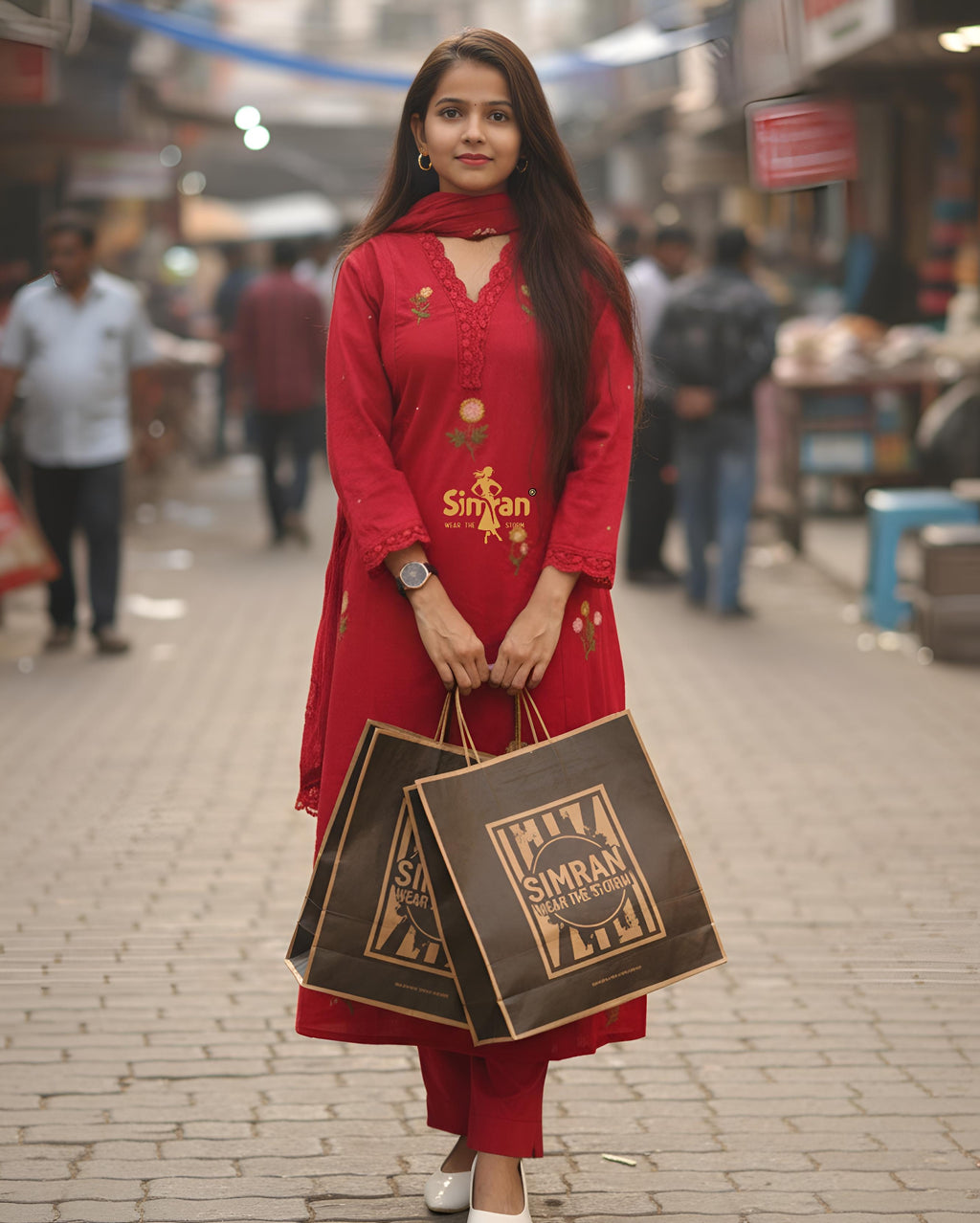 Pure Cotton Kurti Pant Dupatta Set 014743