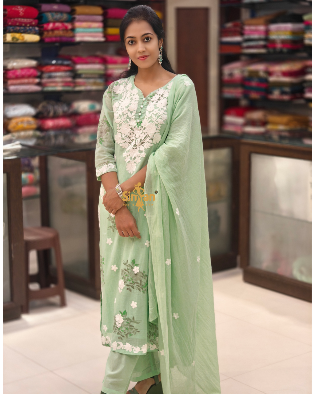 Pure Cotton  Kurti Pant Dupatta Set 014374