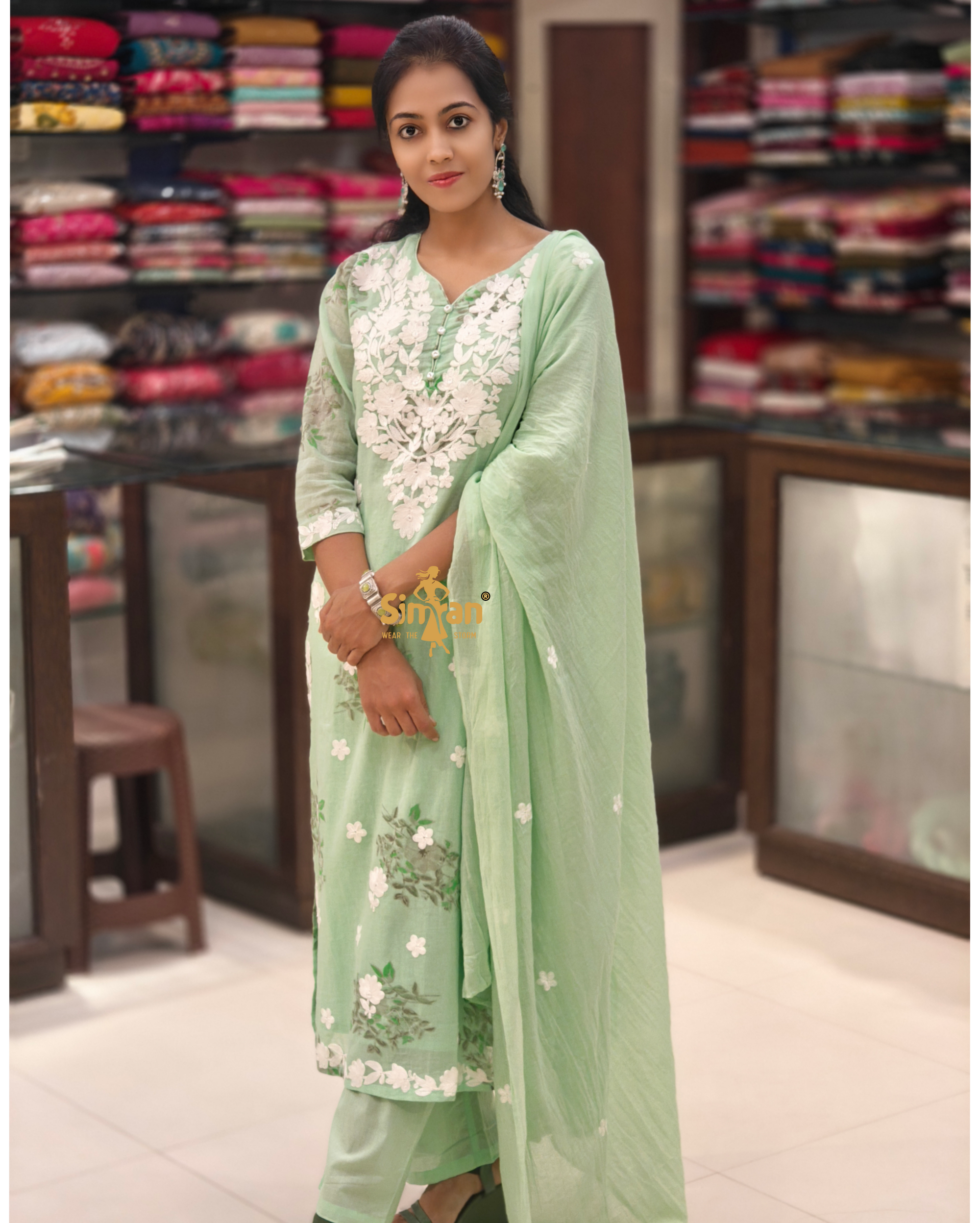 Pure Cotton  Kurti Pant Dupatta Set 014374