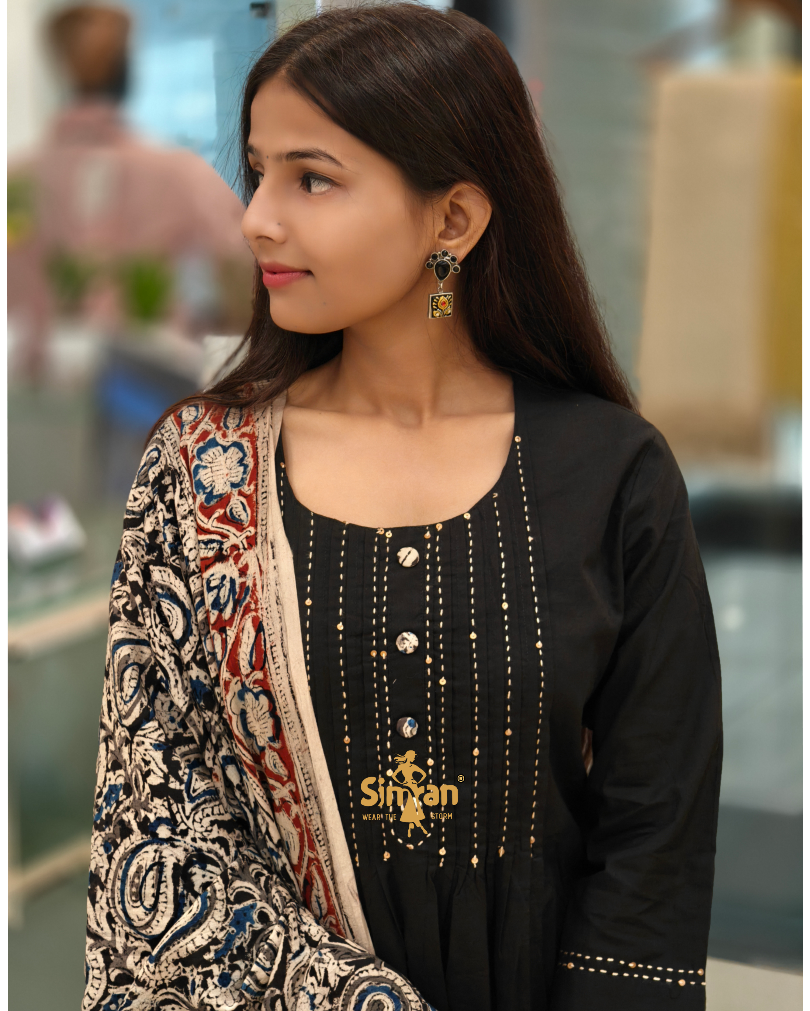 A-Line Pure Cotton  Kurti Pant Dupatta Set 014361