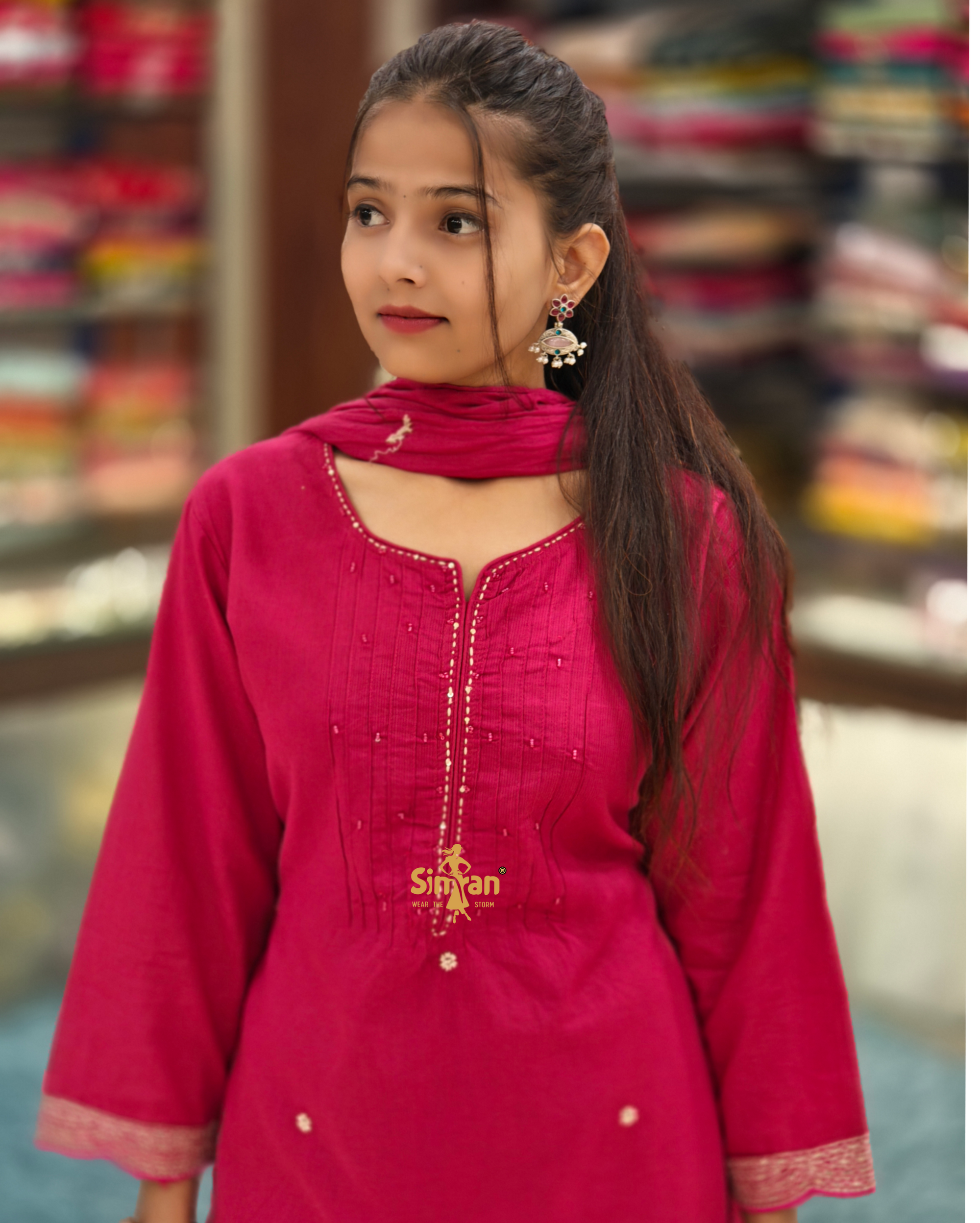 Pure Cotton Kurti Pant Dupatta Set 014383