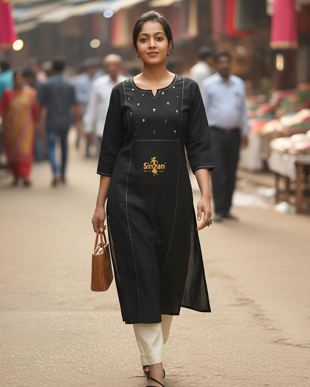 Linen Cotton Straight Kurti 014768