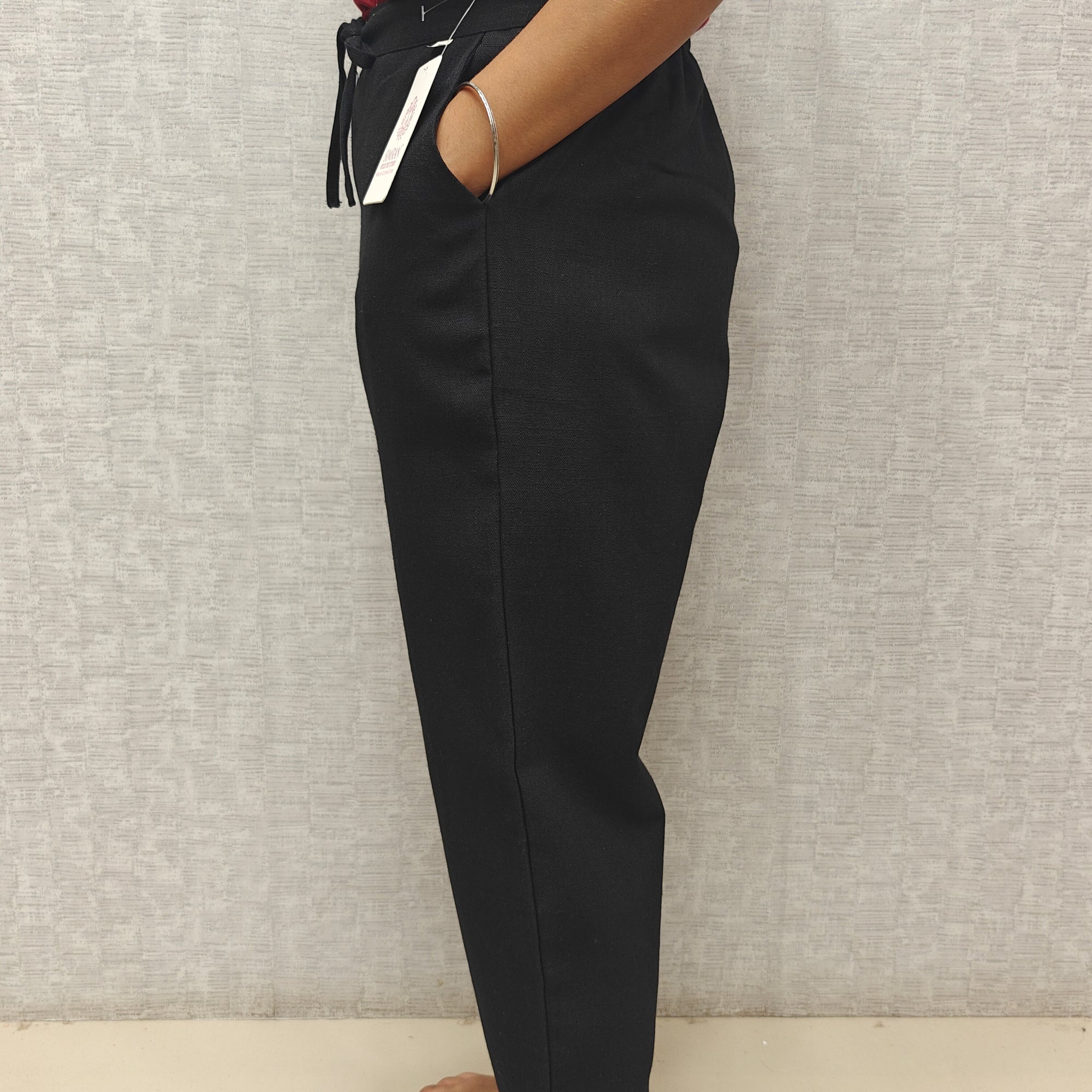 Linen Cotton Pants Black 011604