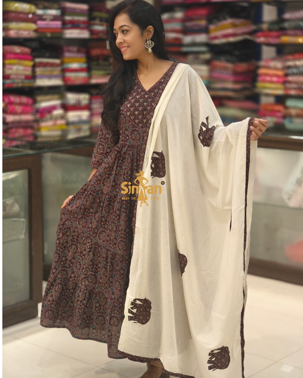 Ajrakh Print Angrakha Flared Set 014350