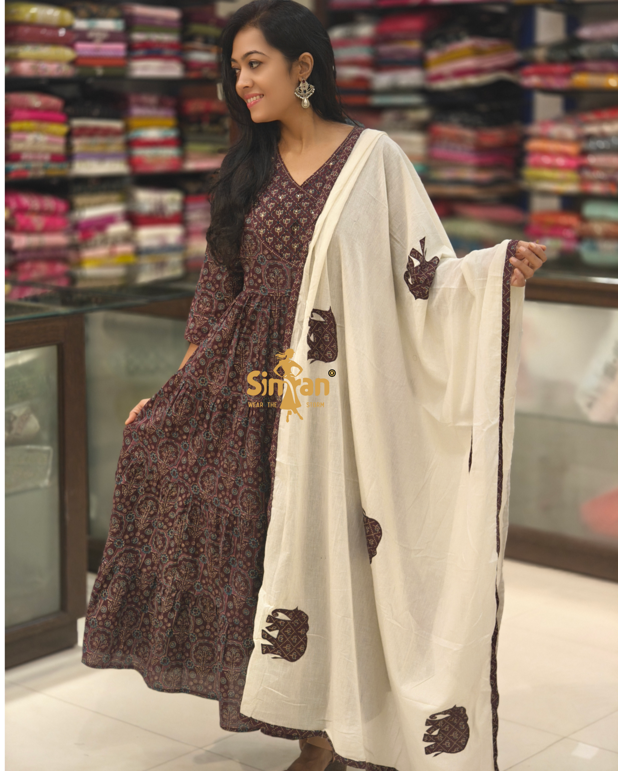Ajrakh Print Angrakha Flared Set 014350