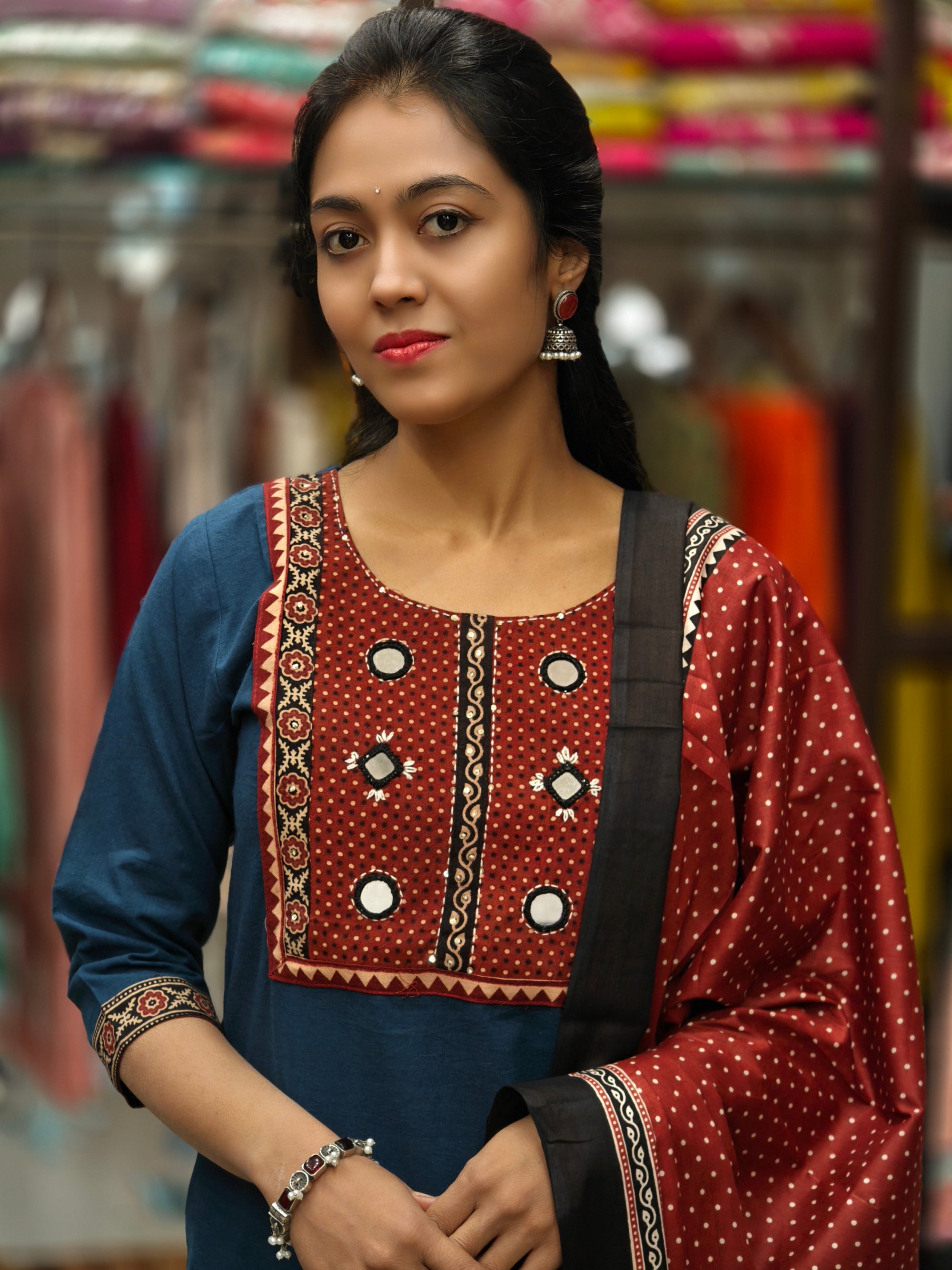 Pure Cotton Kurti Pant Dupatta Set 012216