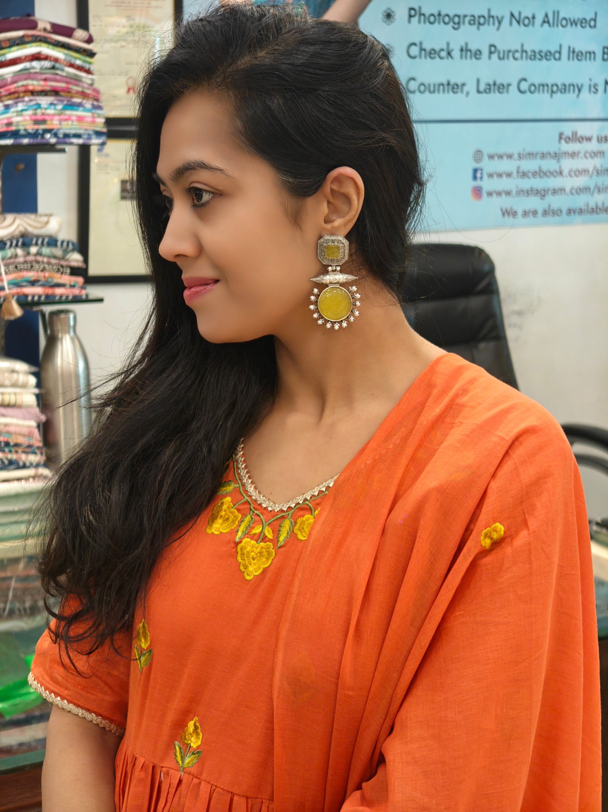 Orange Peplum Top Sharara Dupatta Set 012640