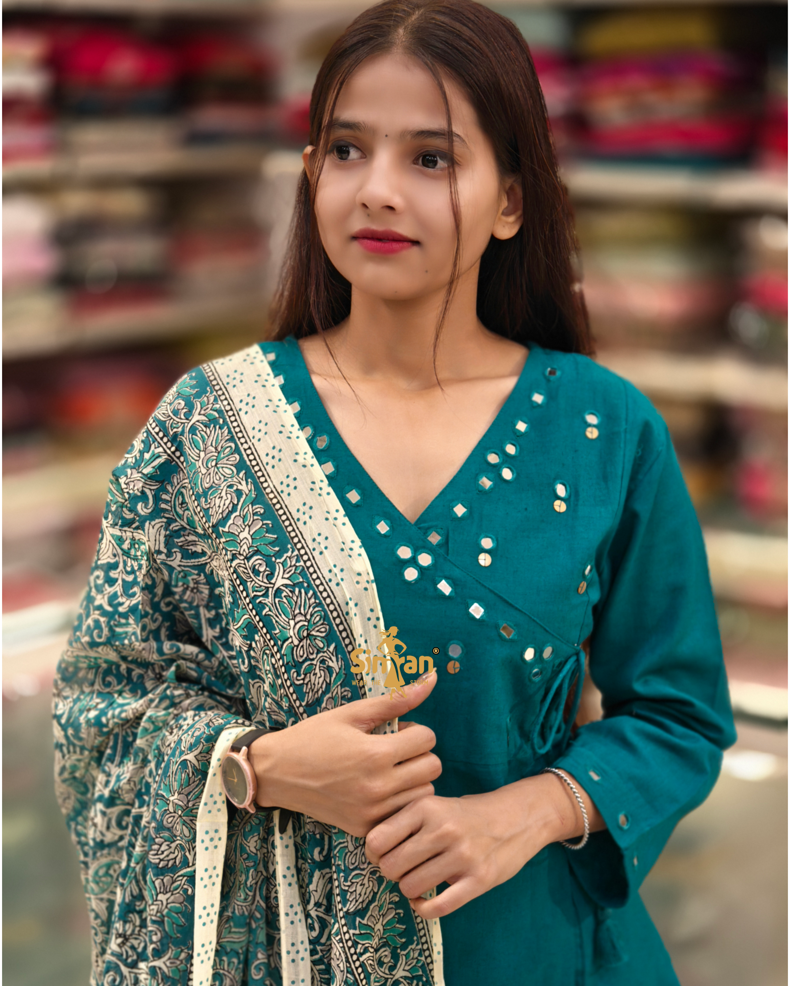 Linen Cotton Kurti Pant Dupatta Set 014491