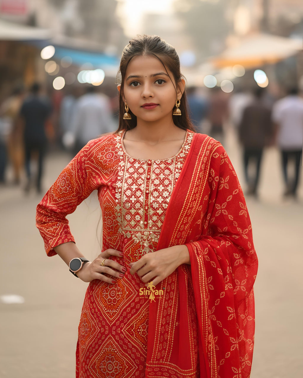 Pure Cotton Kurti Pant Dupatta Set 014759