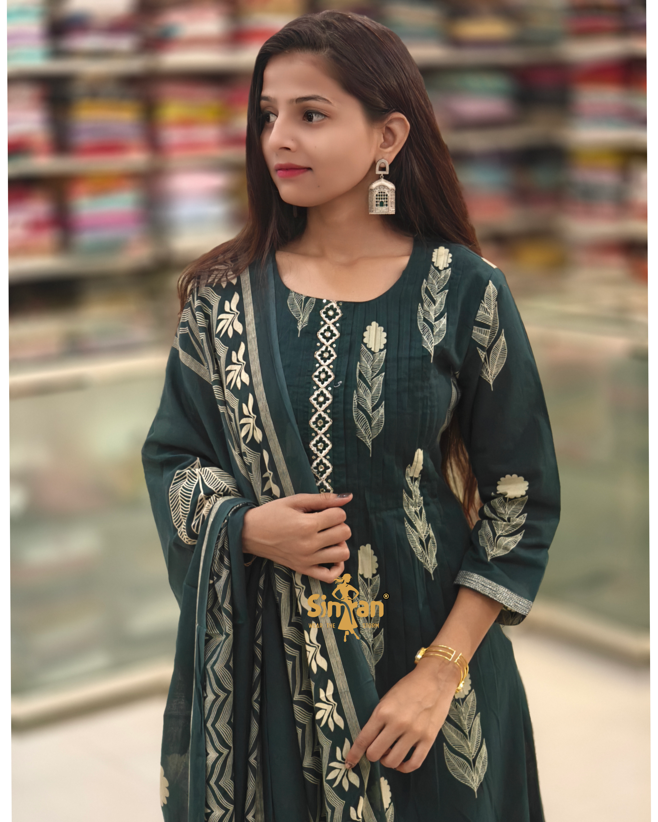 Pure Cotton Kurti Pant Dupatta Set 014159