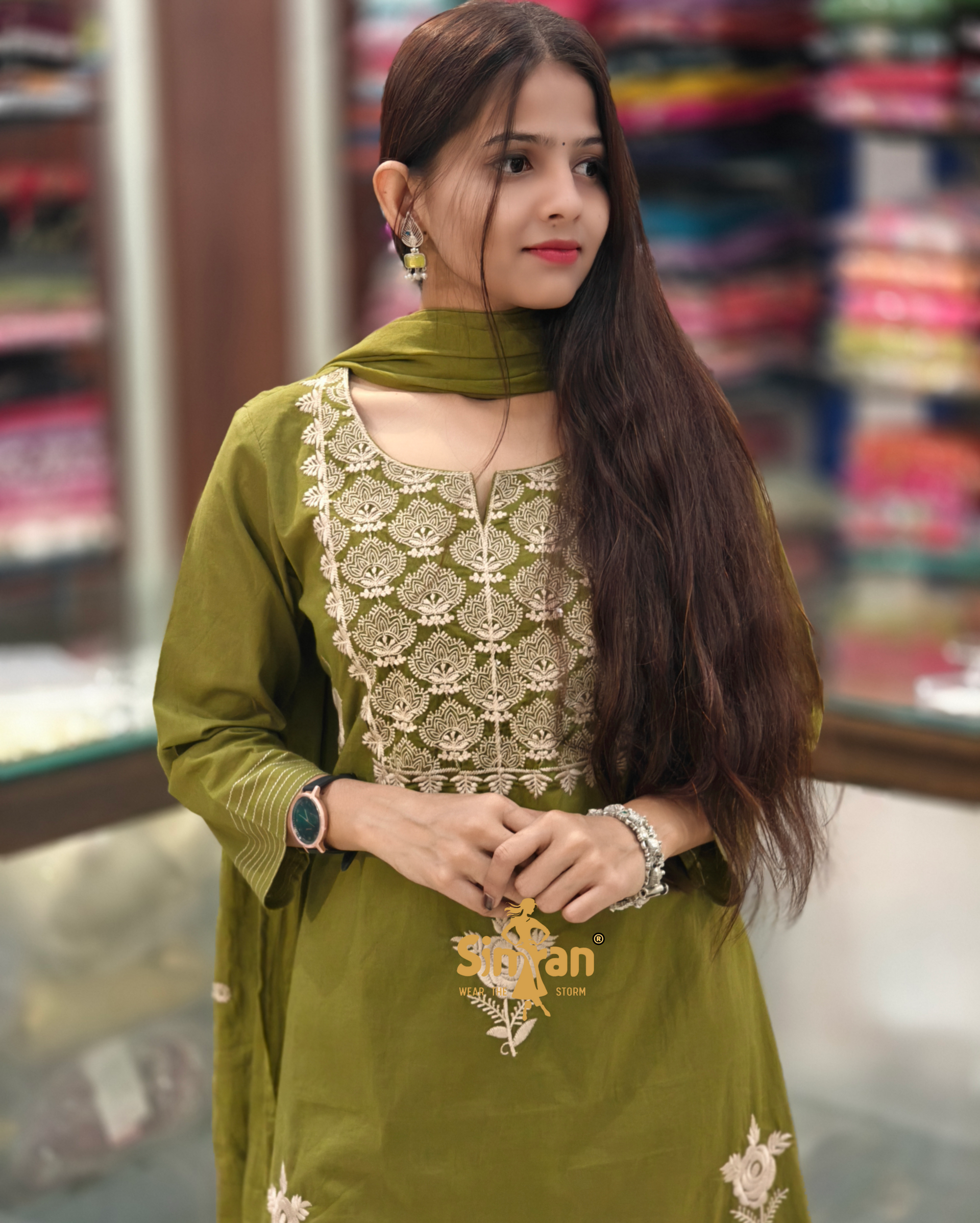 Pure Cotton  Kurti Pant Dupatta Set 014342
