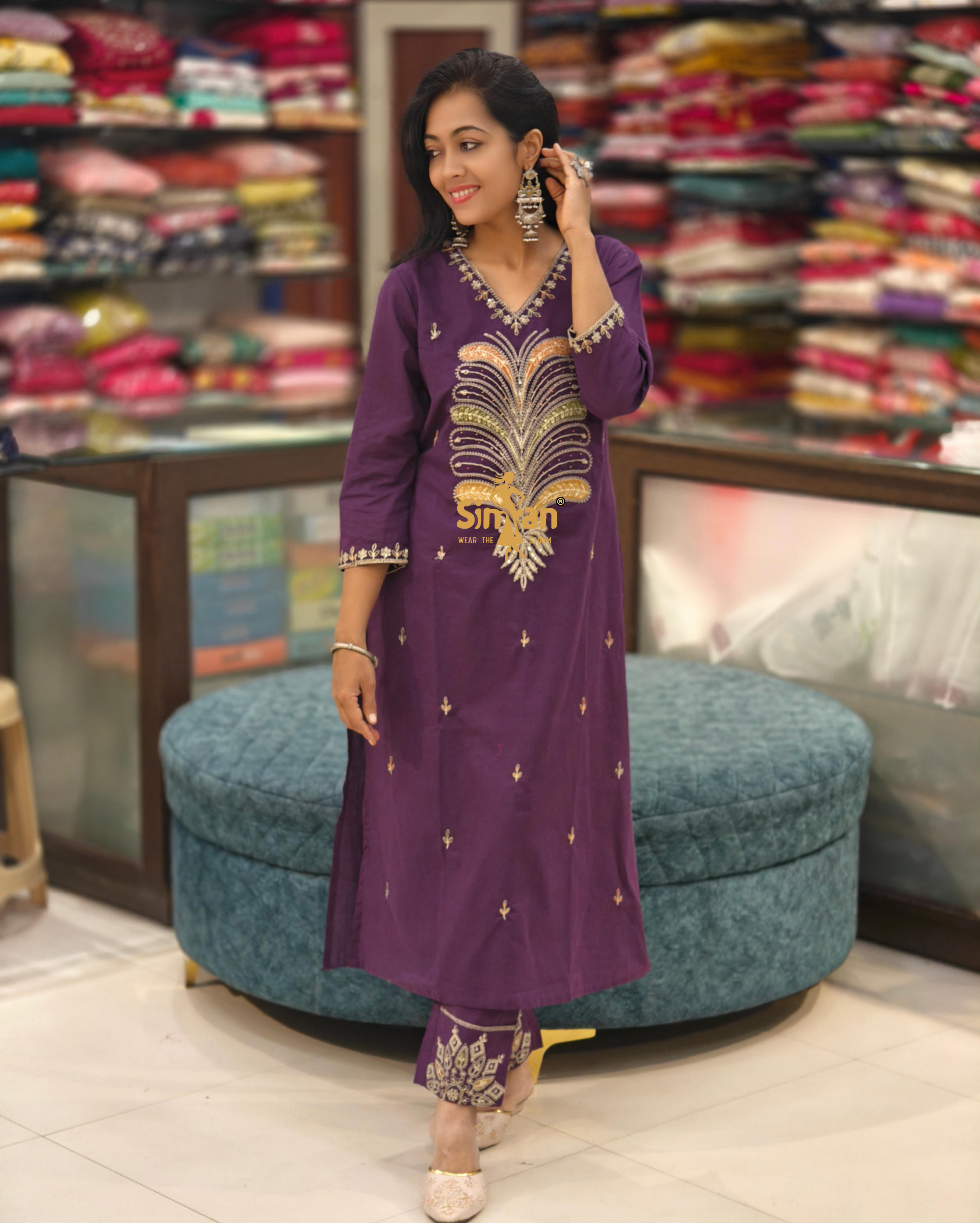 Pure Cotton Kurti Pant Dupatta Set 014500