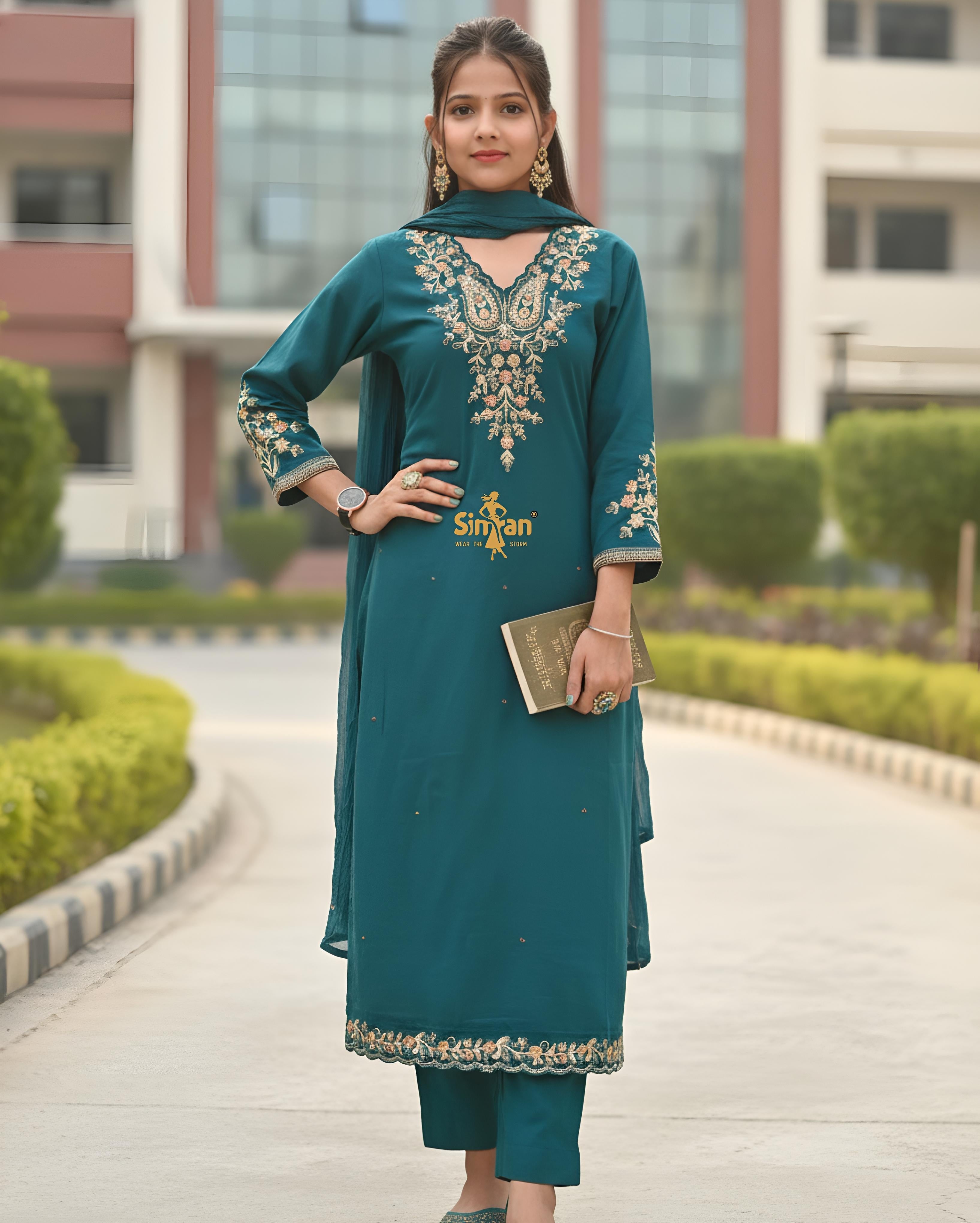 Cotton Kurti Pant Dupatta Set 014760