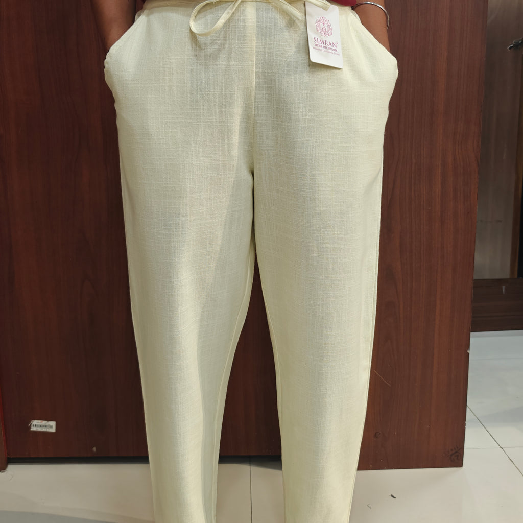 Linen Cotton Pants Light Yellow 011602
