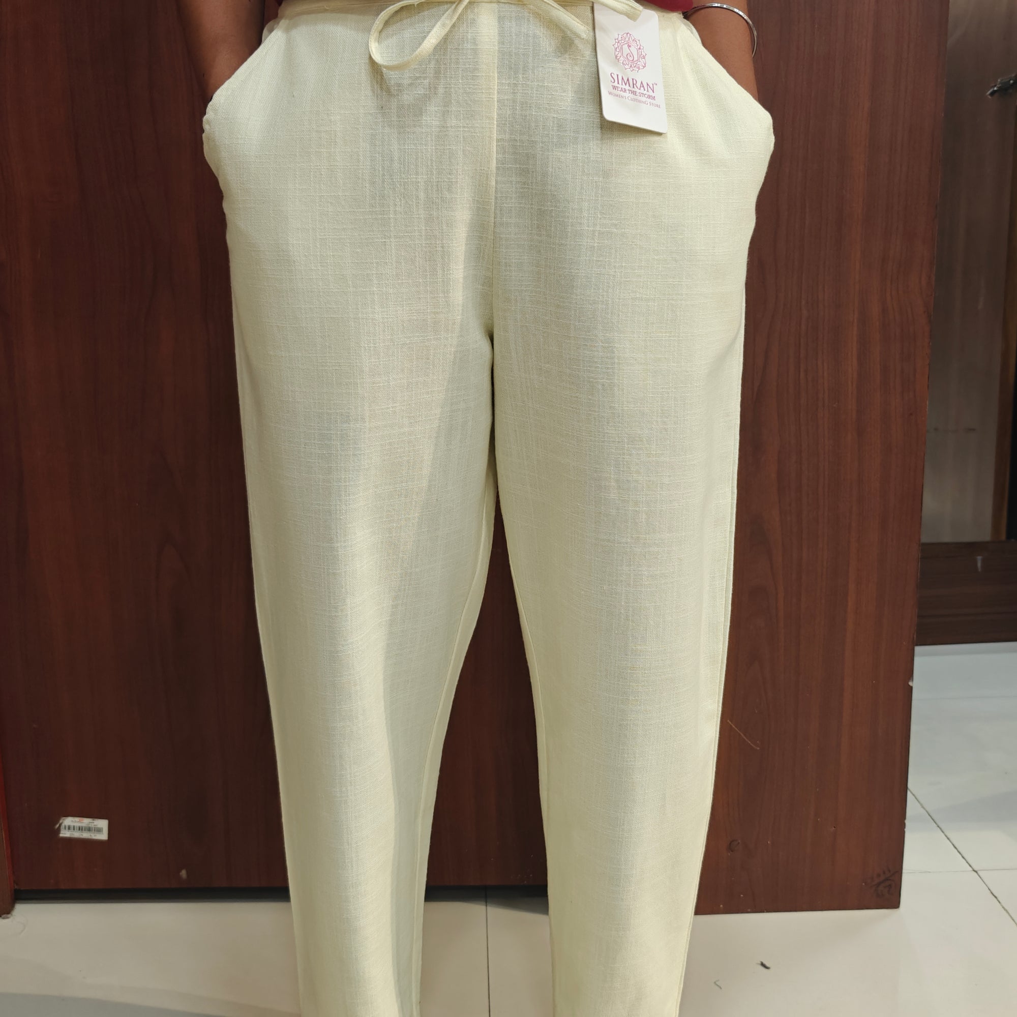 Linen Cotton Pants Light Yellow 011602