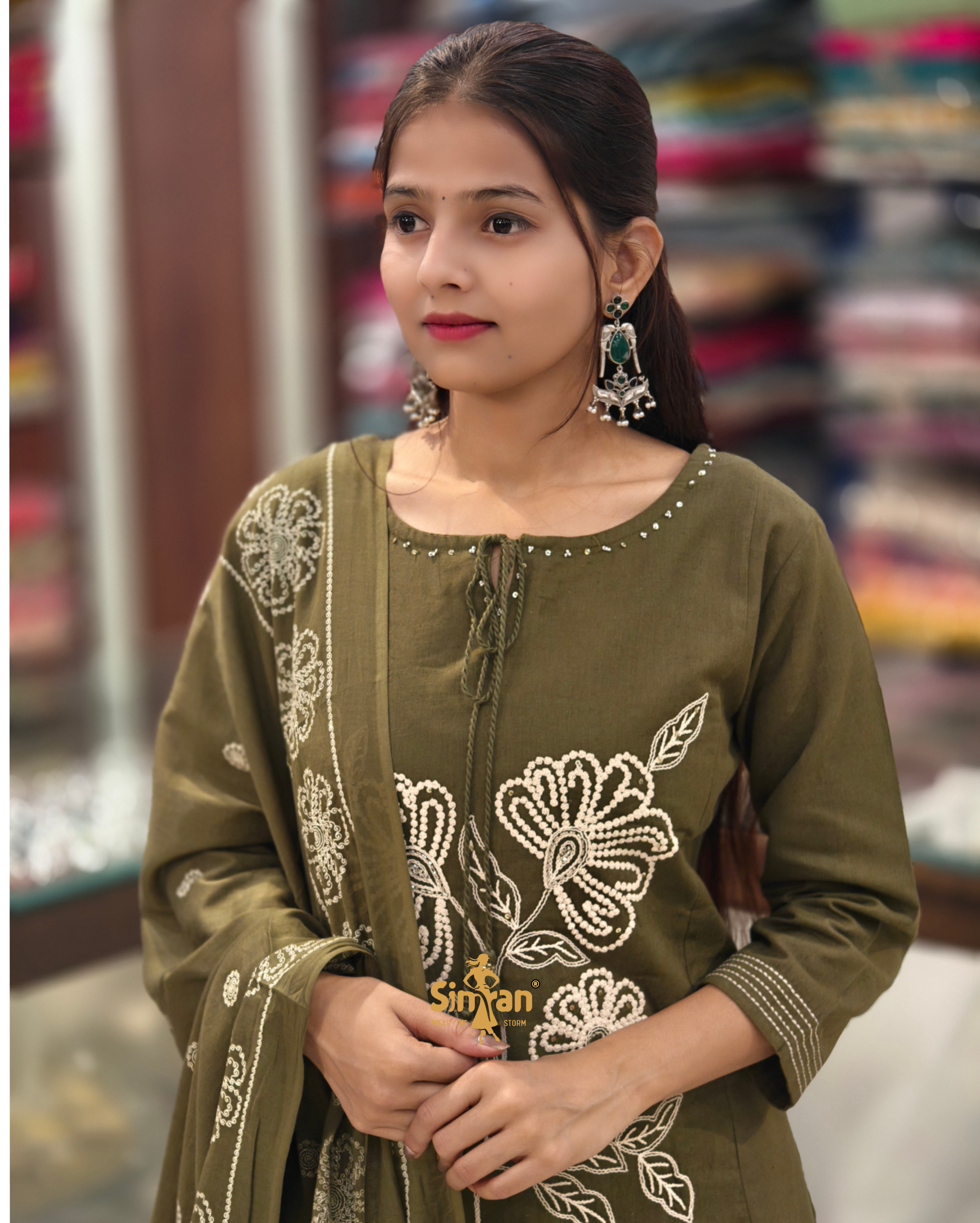 Pure Cotton  Kurti Pant Dupatta Set 014365