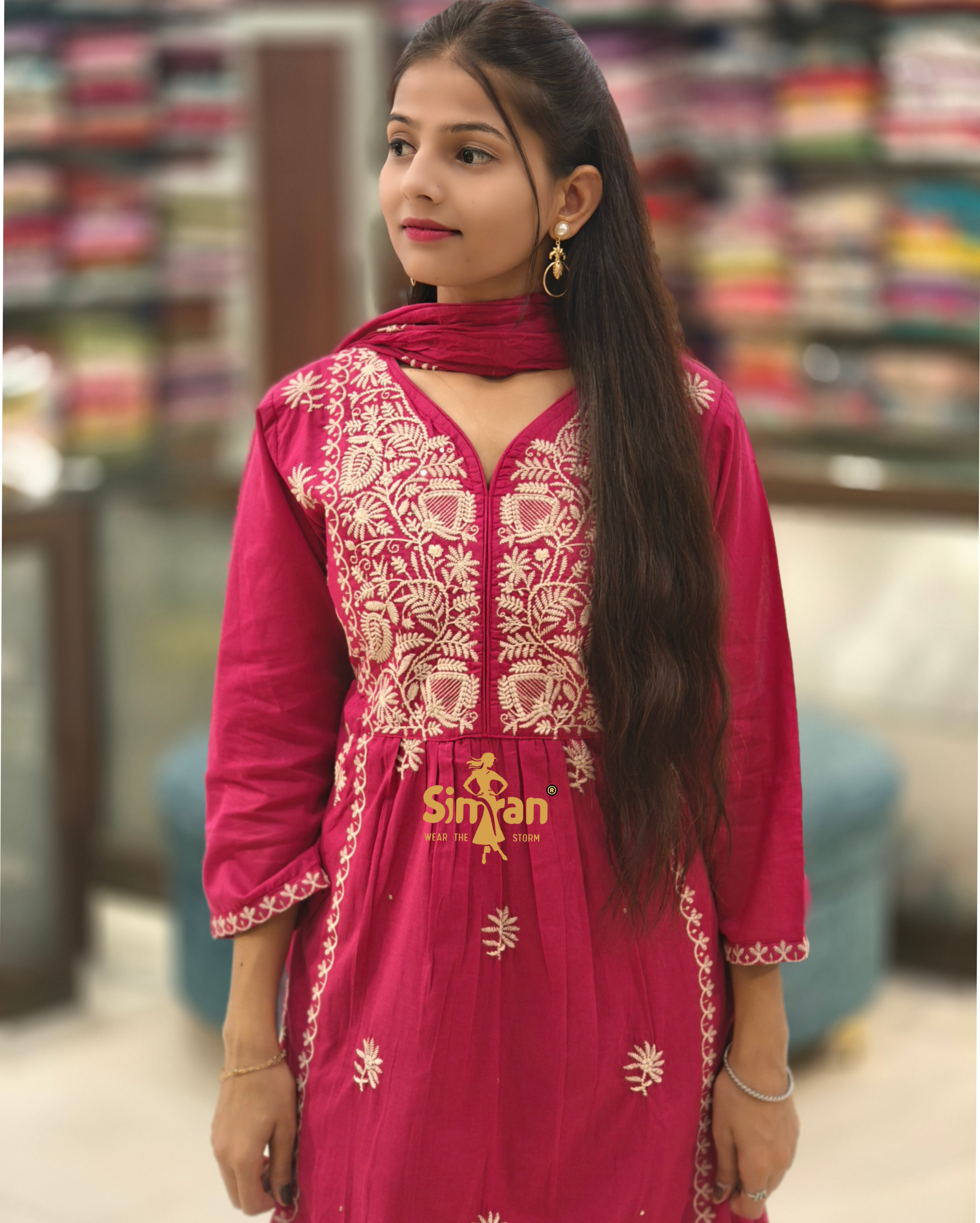 Pure Cotton Kurti Pant Dupatta Set 014152