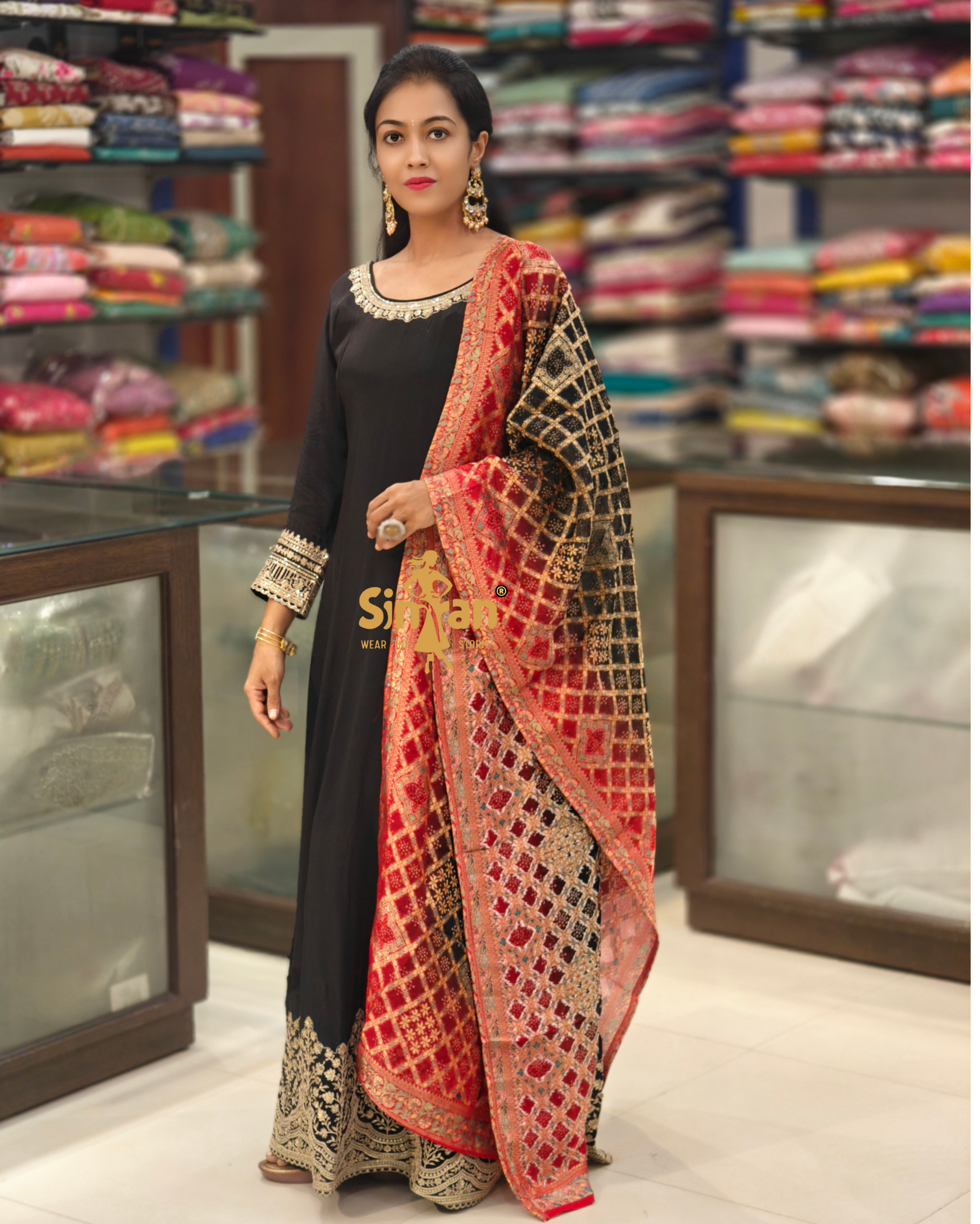 Elegant Silk One Piece Gown with Banarasi Dupatta 014064