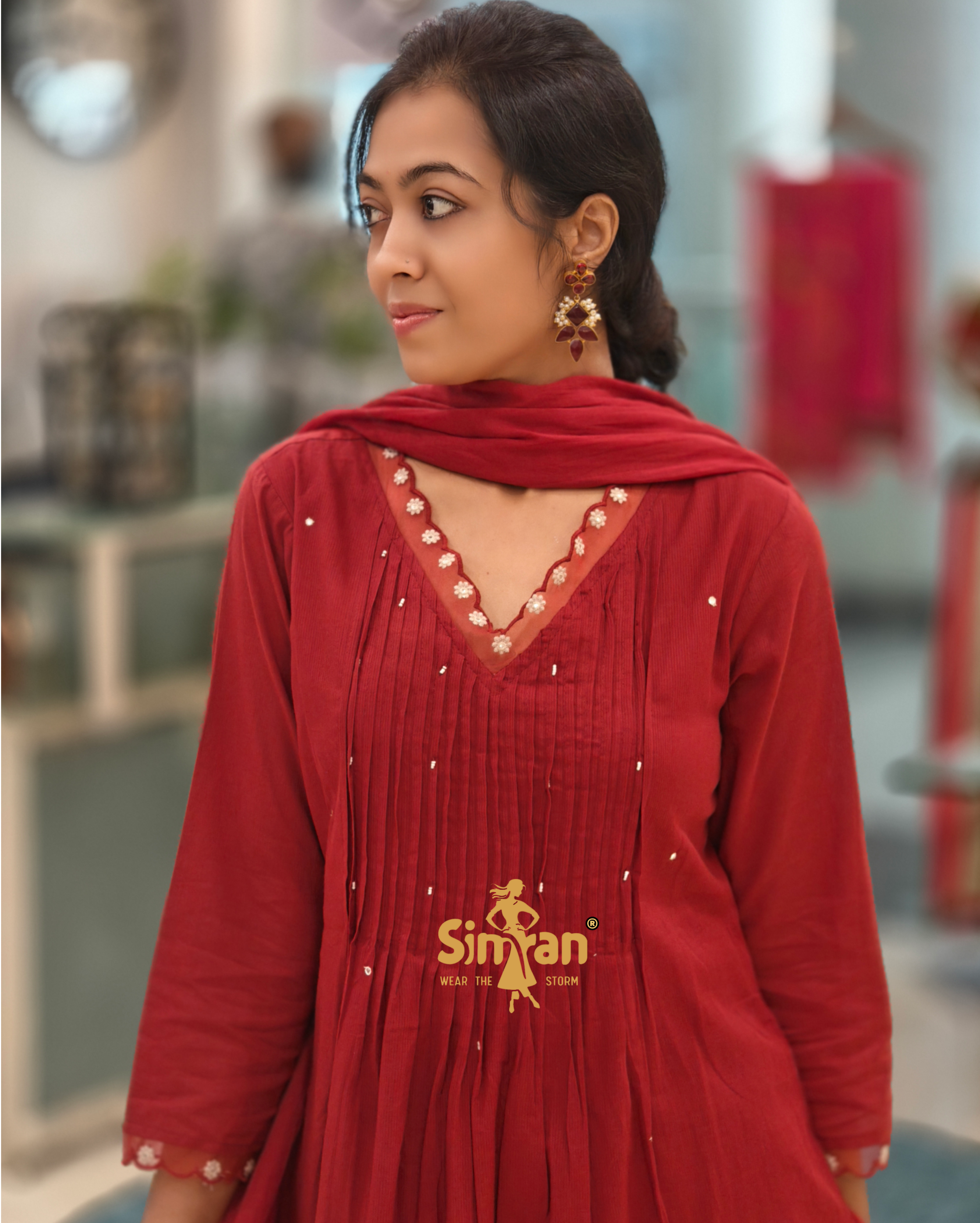 Pure Cotton Kurti Pant Dupatta Set 014127