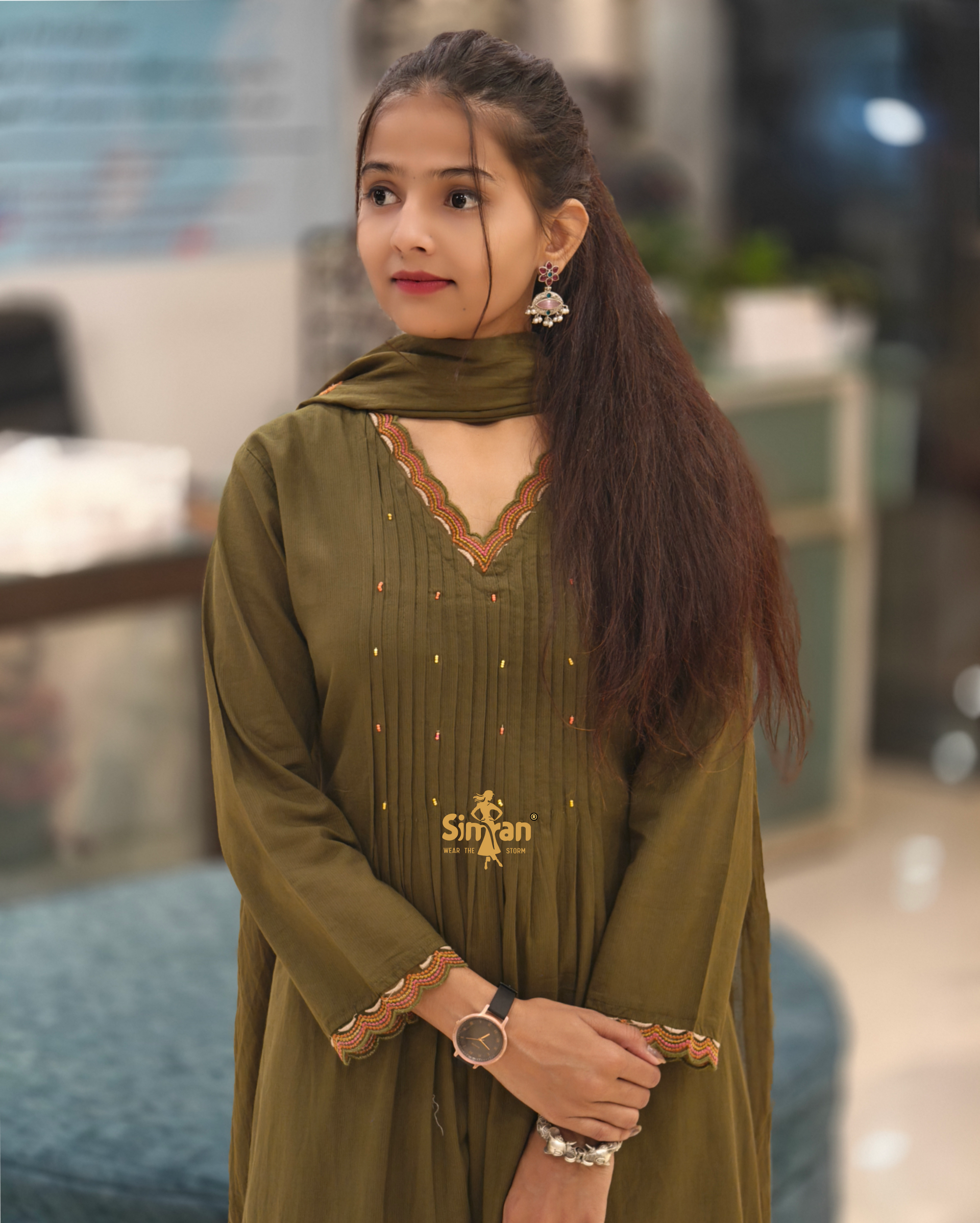 Pure Cotton  Kurti Pant Dupatta Set 014367