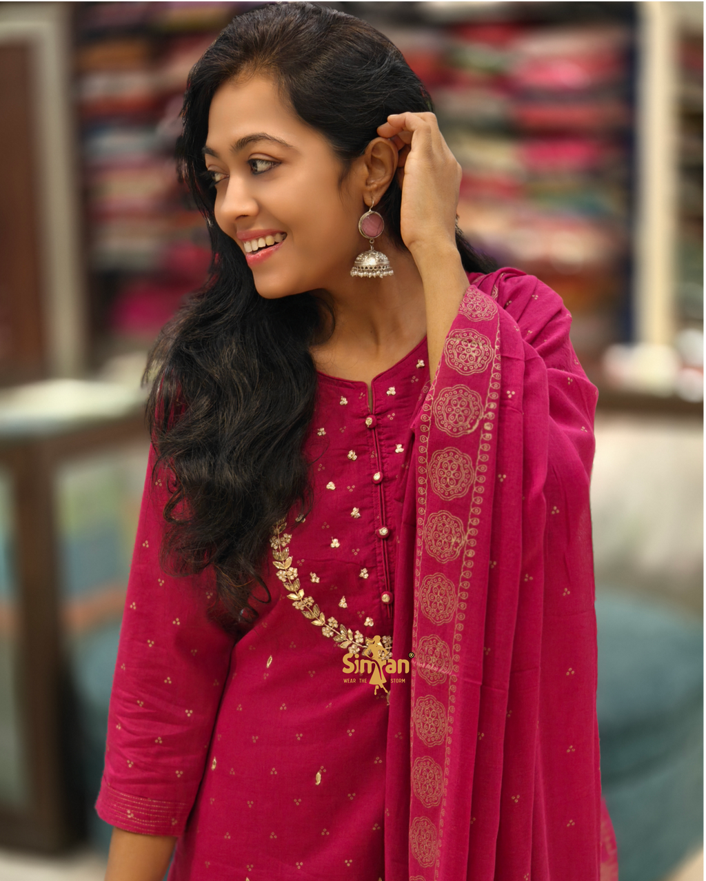 Pure Cotton Kurti Pant Dupatta Set 014521