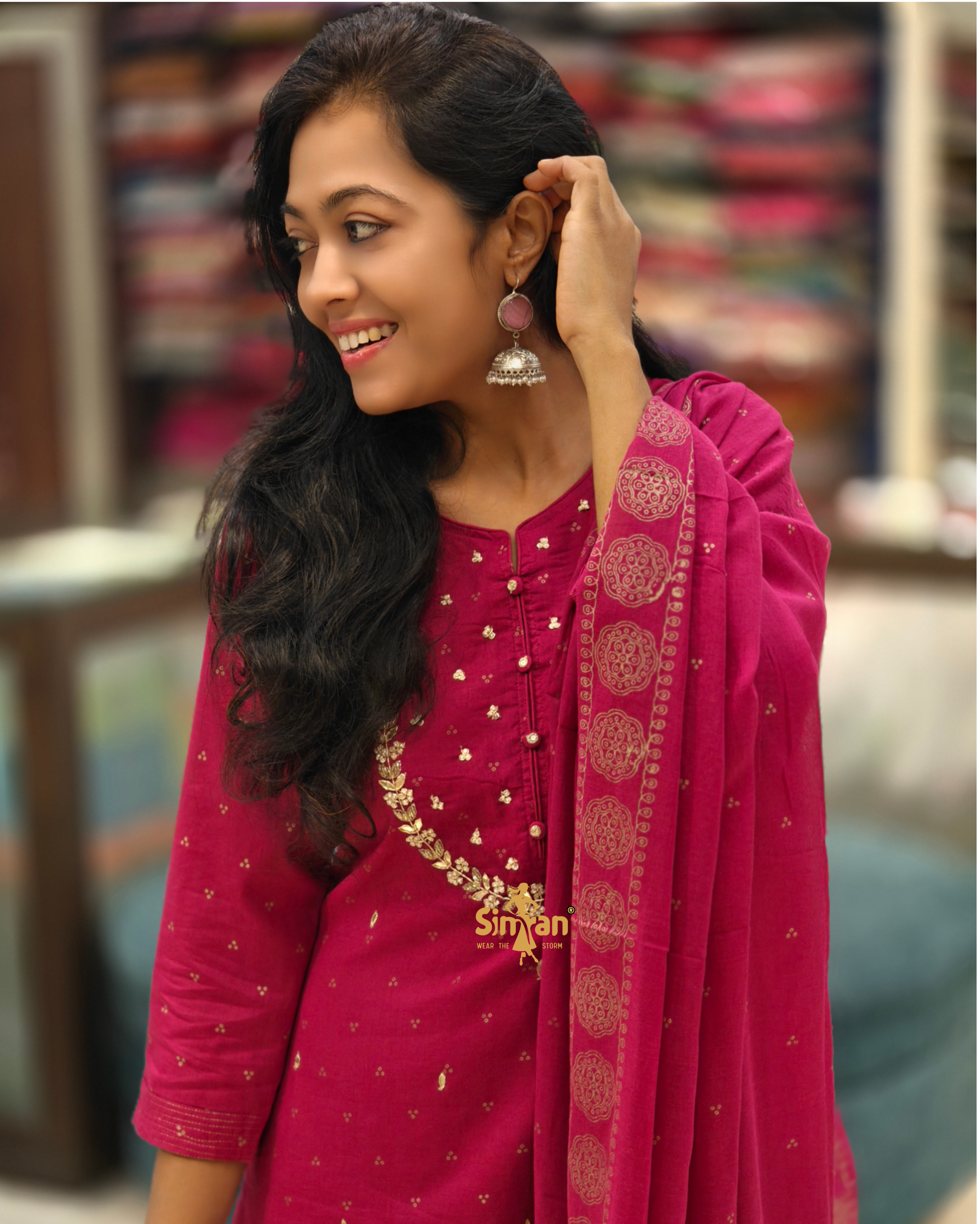 Pure Cotton Kurti Pant Dupatta Set 014521