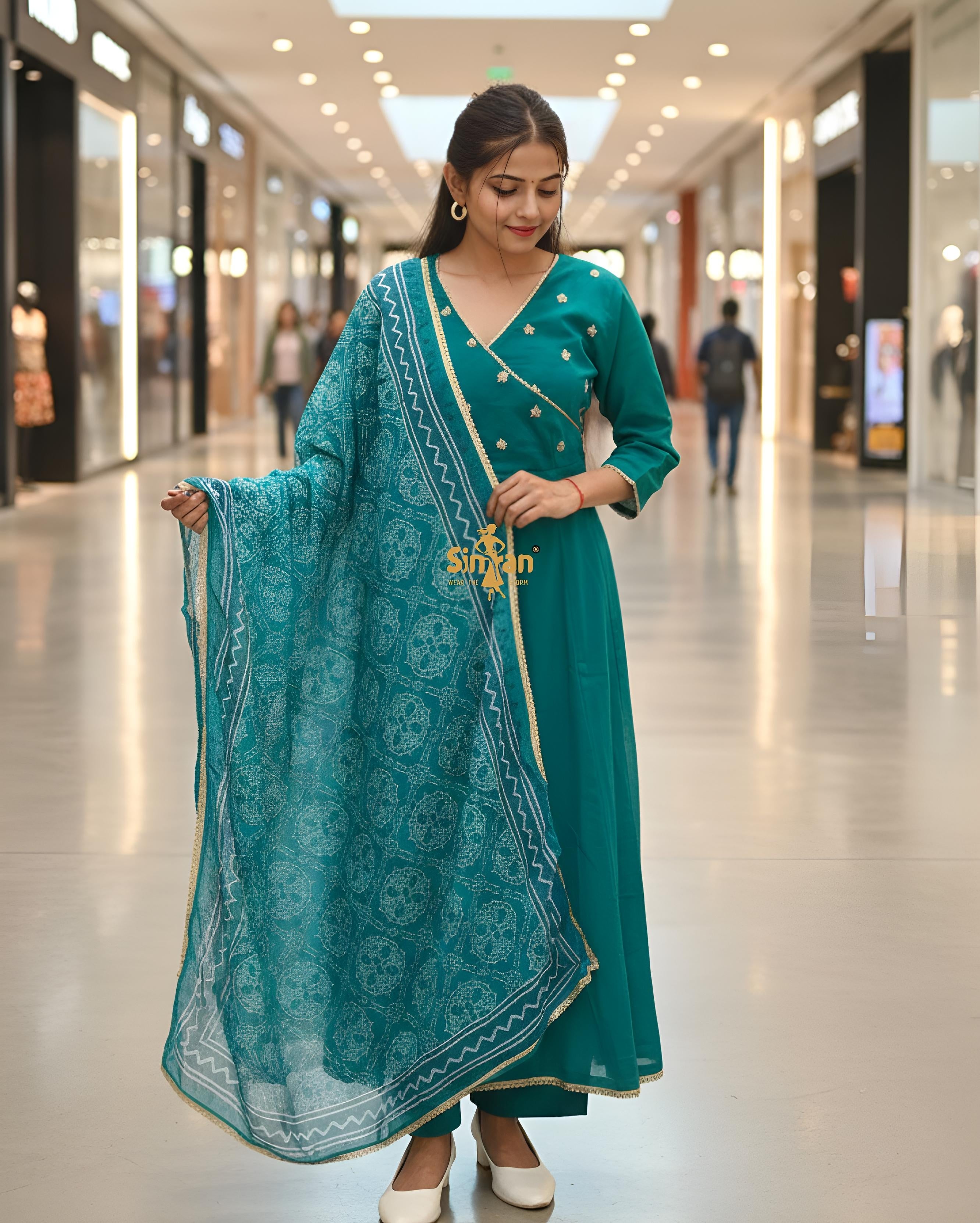 Cotton Kurti Pant Doria Dupatta Set 014741