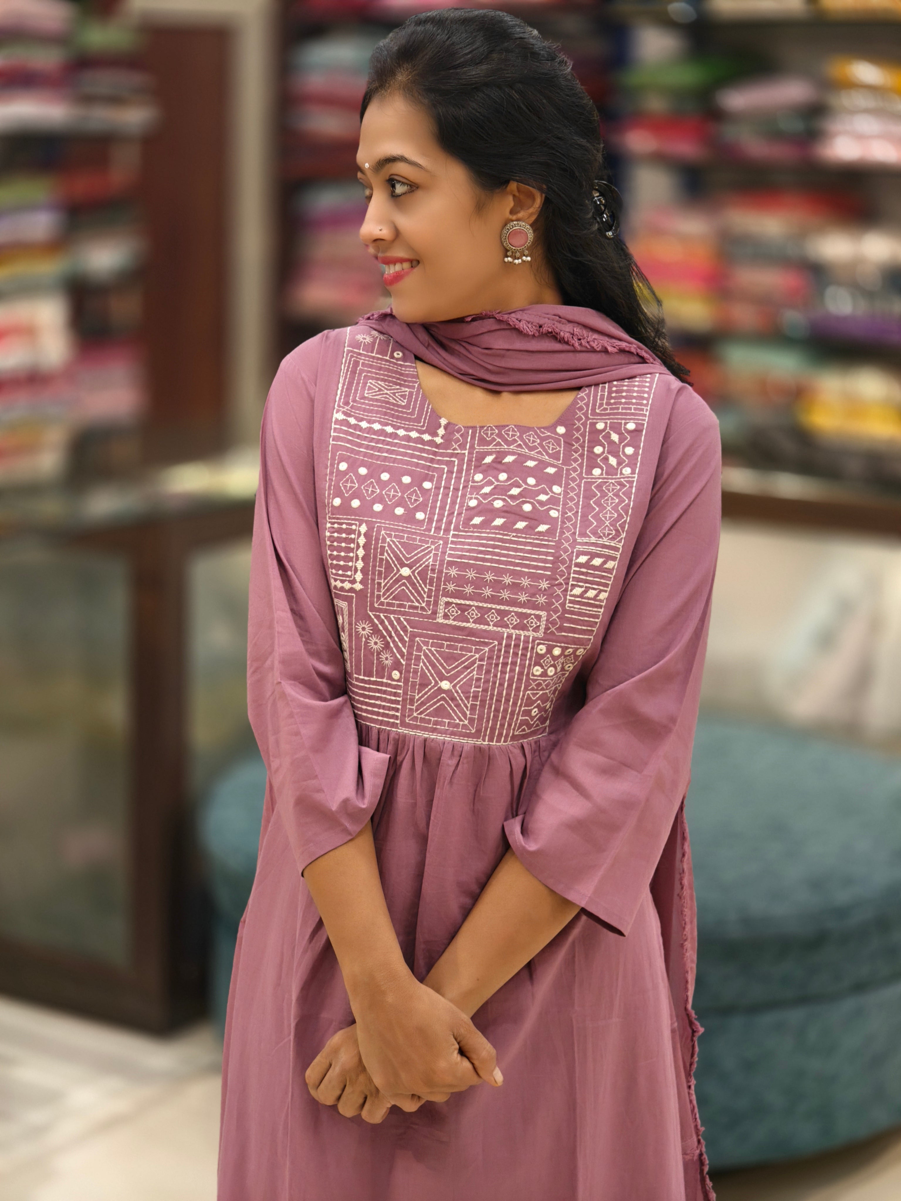 Pure Cotton  Kurti Pant Dupatta Set 014344