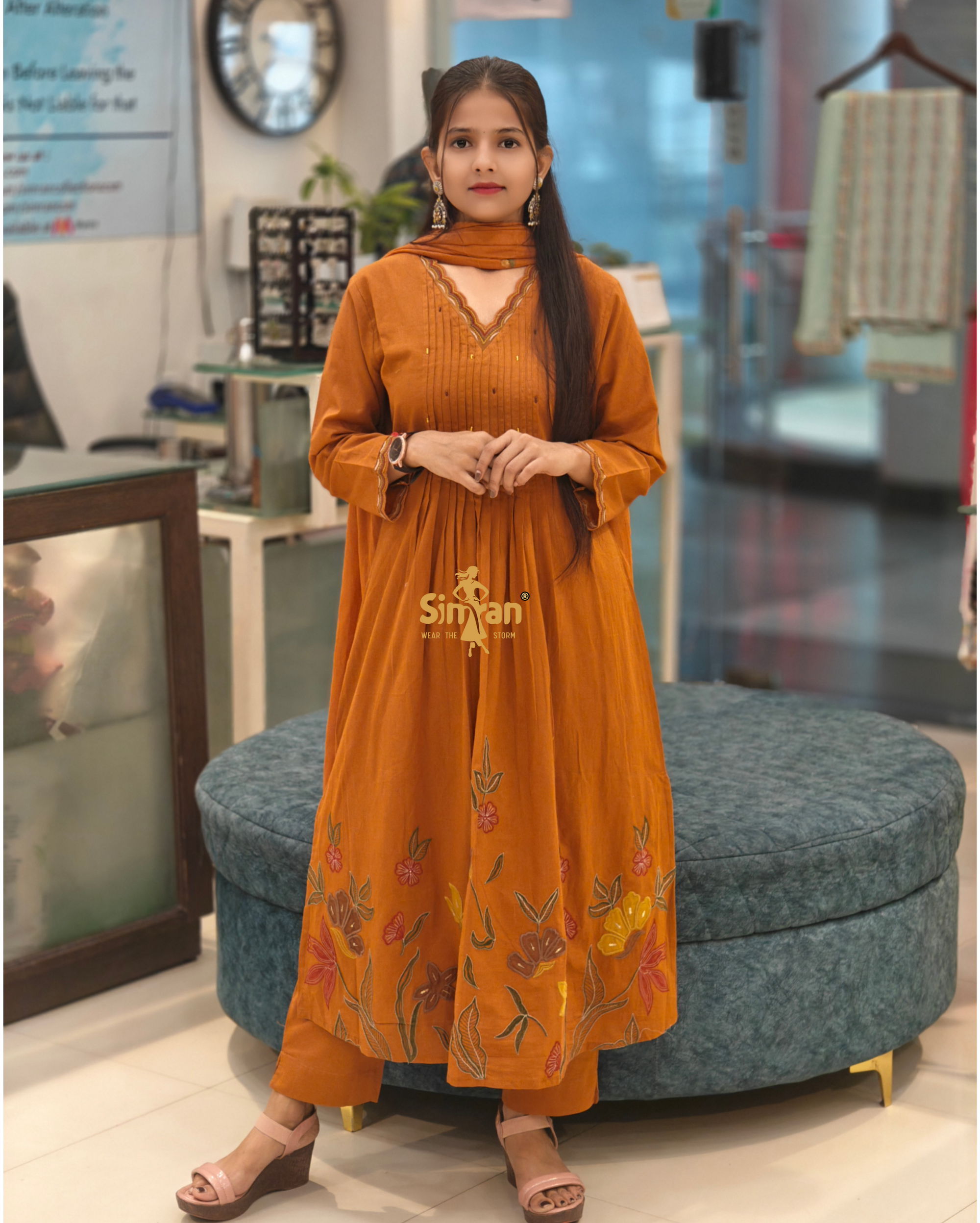 Pure Cotton Kurti Pant Dupatta Set 014366