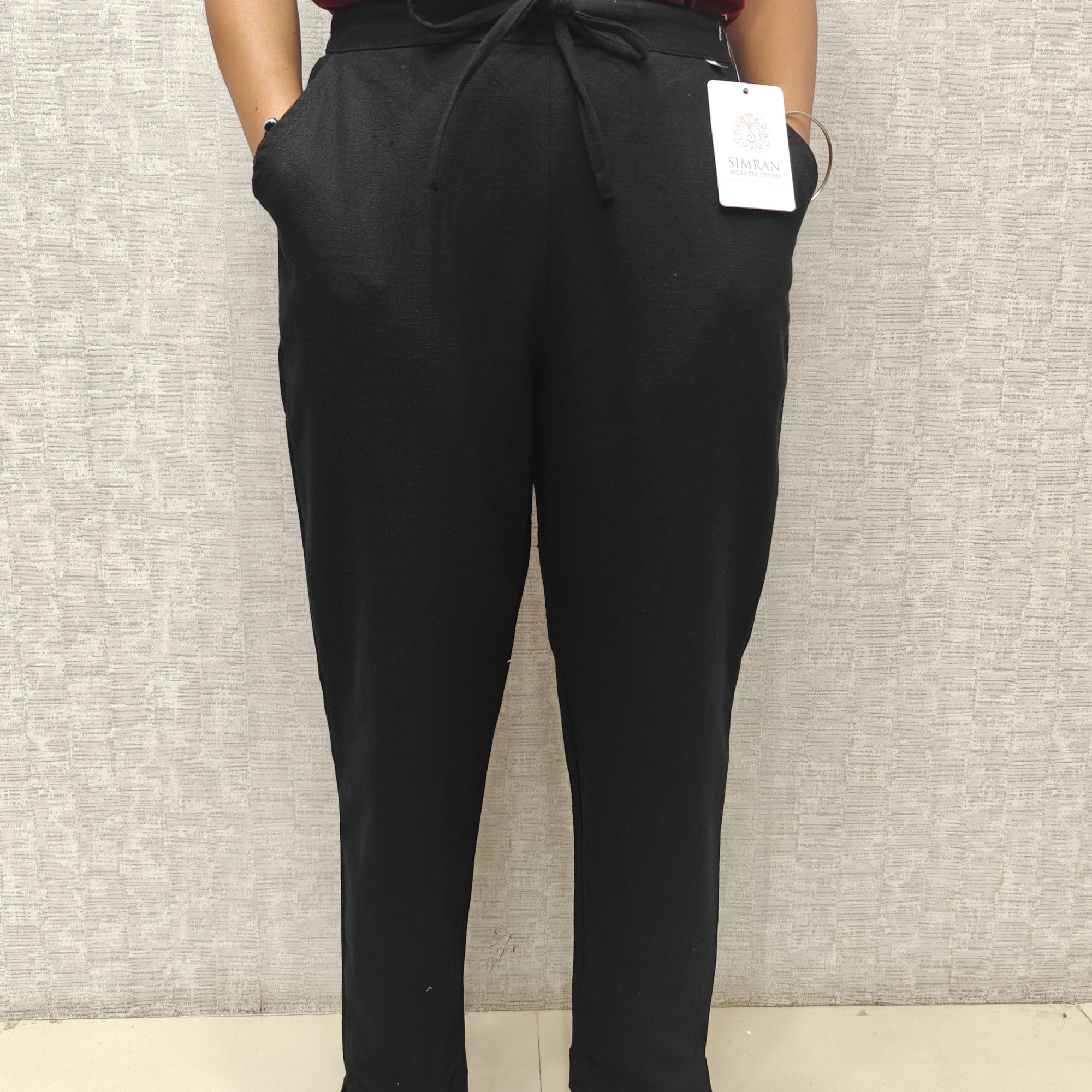 Linen Cotton Pants Black 011604