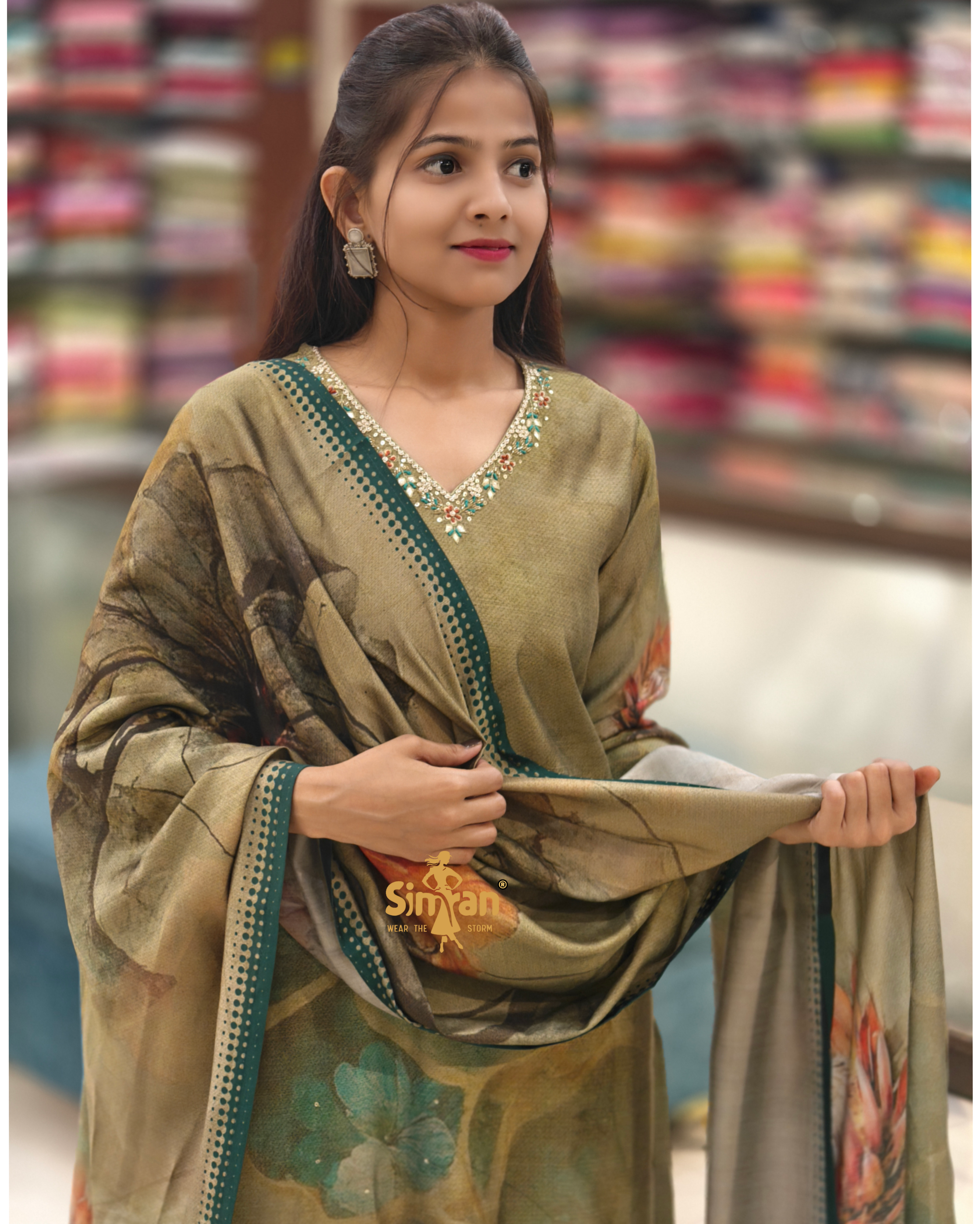 Modal Silk Kurti Pant Dupatta Set 014153