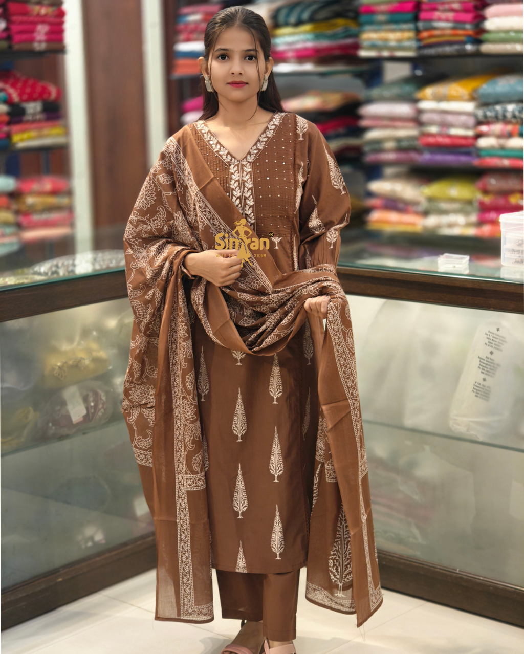 Pure Cotton  Kurti Pant Dupatta Set 014399