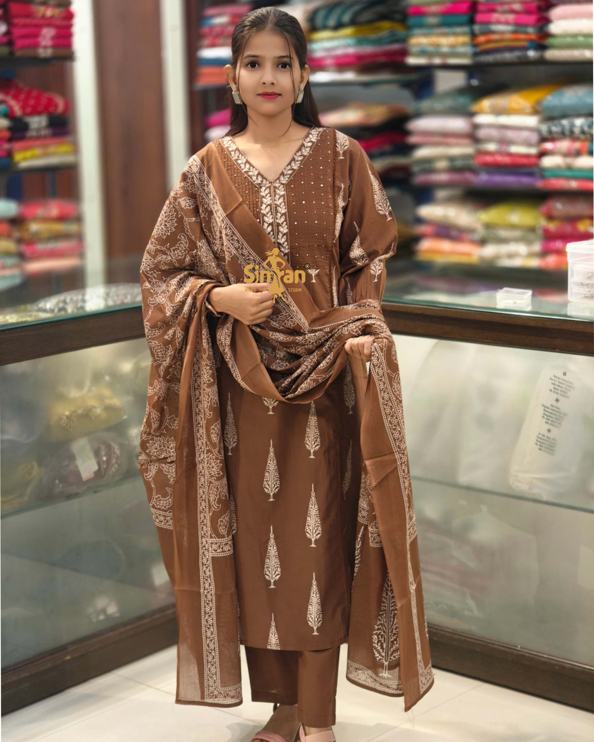 Pure Cotton  Kurti Pant Dupatta Set 014399