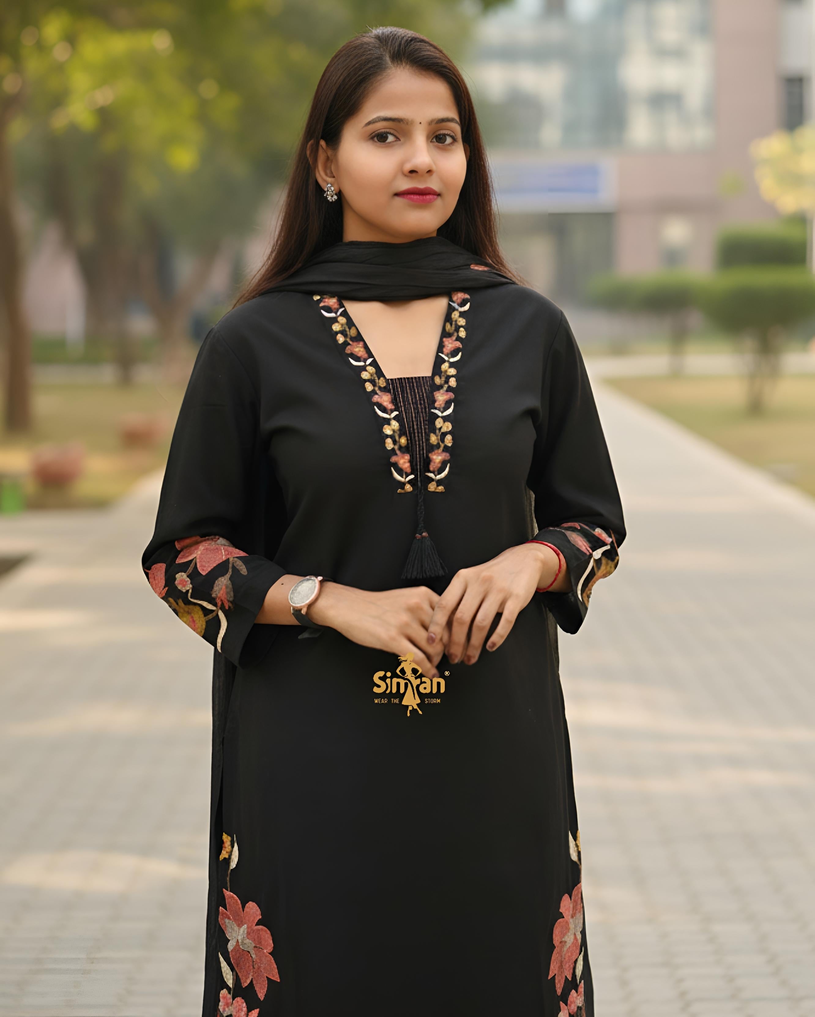 Linen Cotton Kurti Pant Dupatta Set 014726