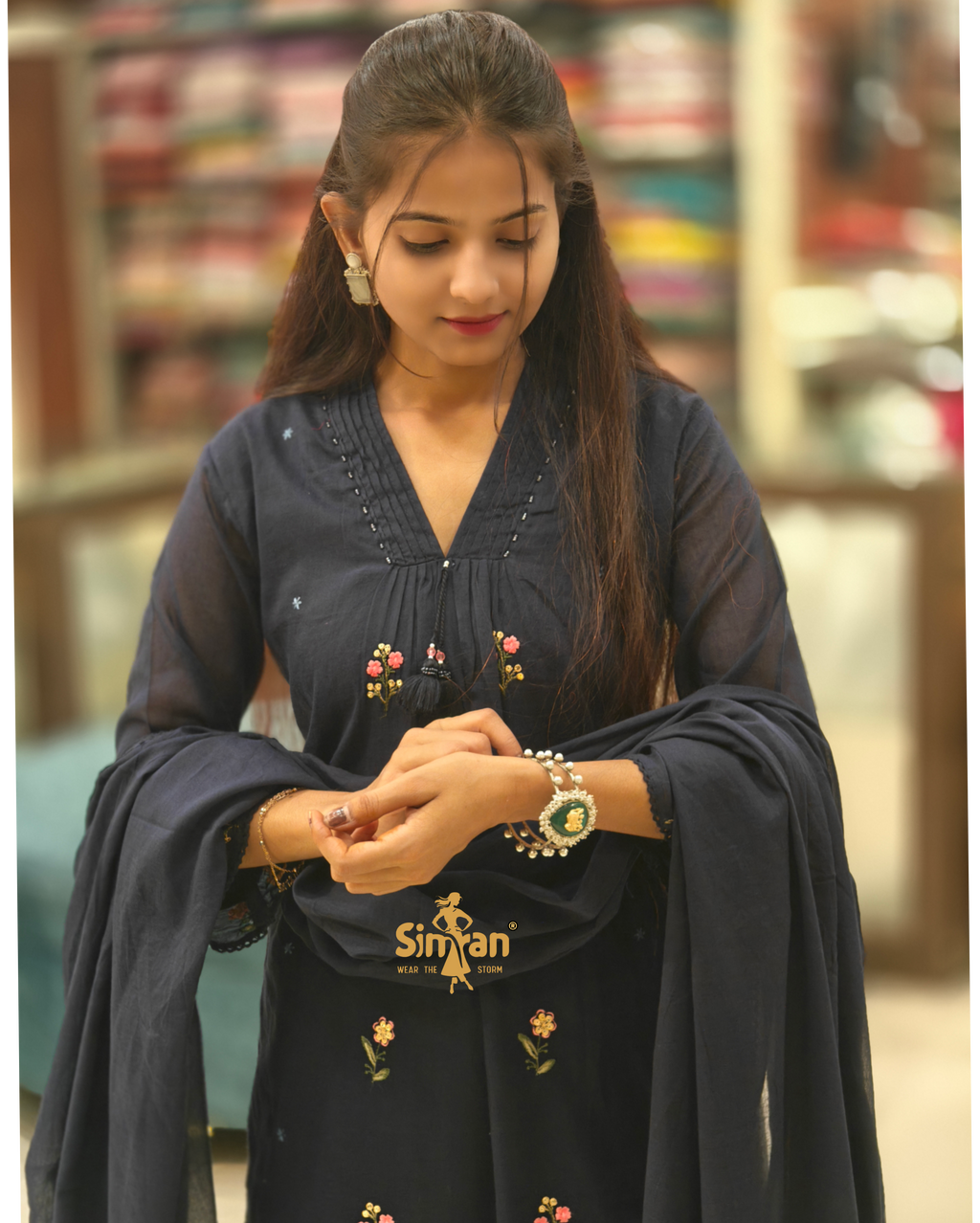 Pure Cotton Kurti Pant Dupatta Set 014161
