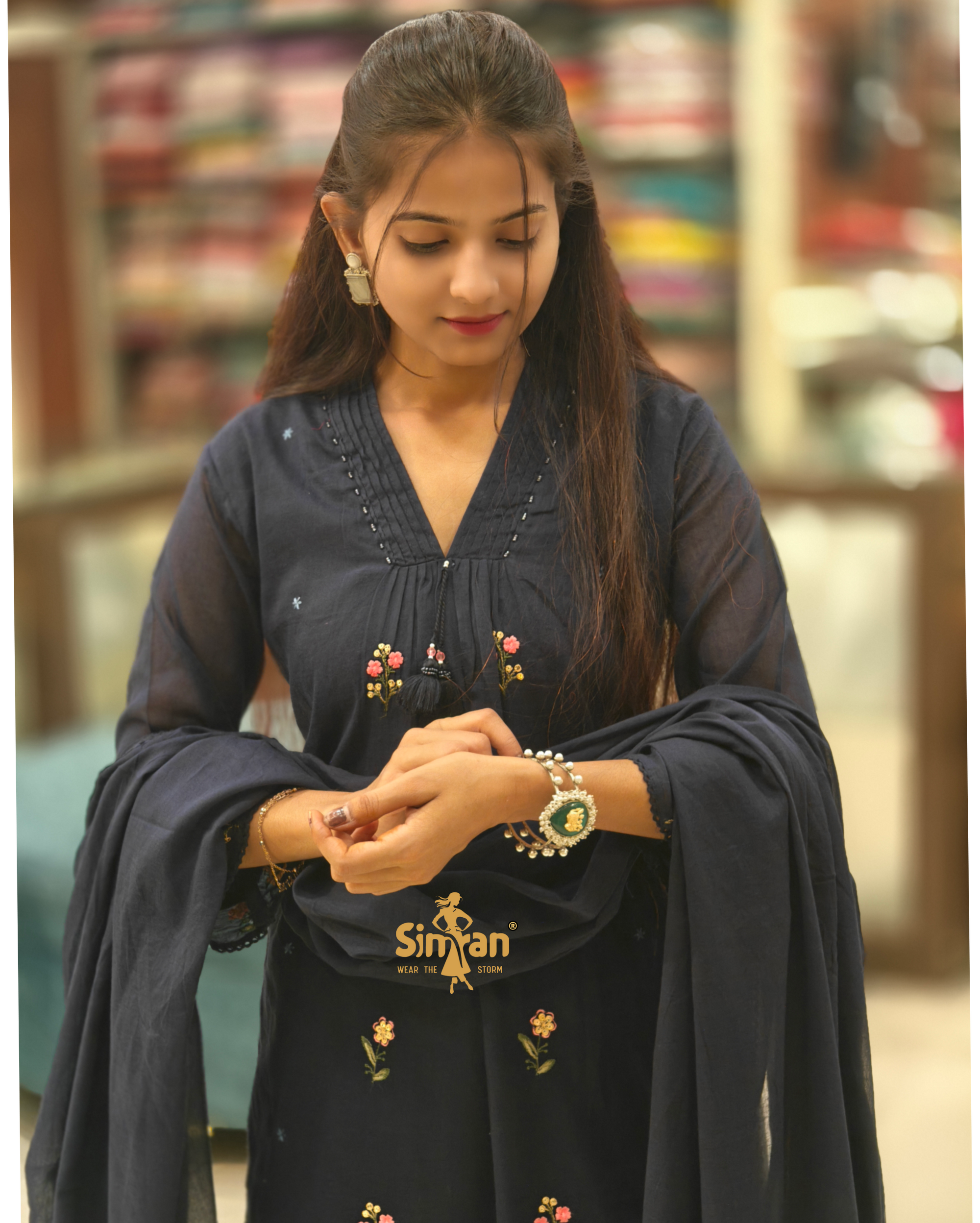 Pure Cotton Kurti Pant Dupatta Set 014161