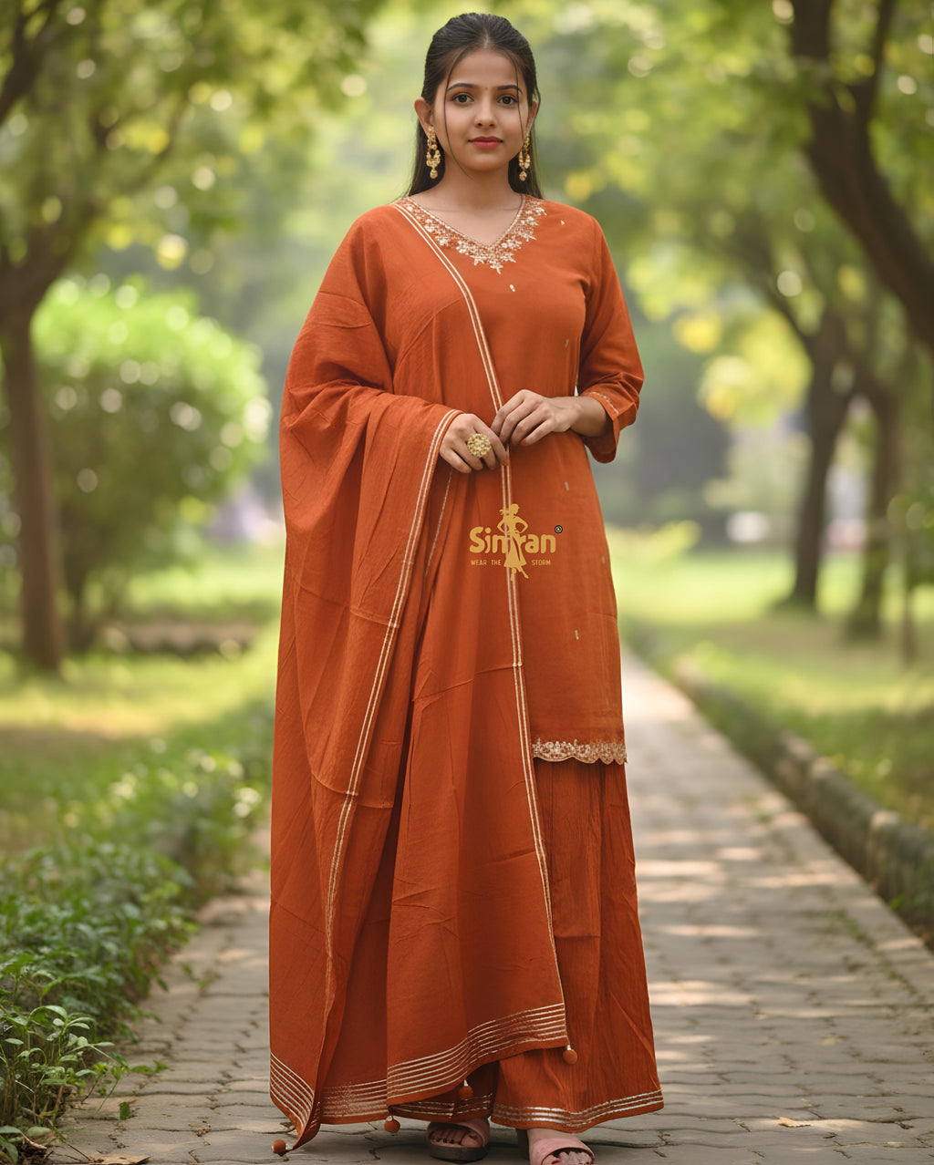 Pure Cotton Kurti Divider Dupatta Set 014732