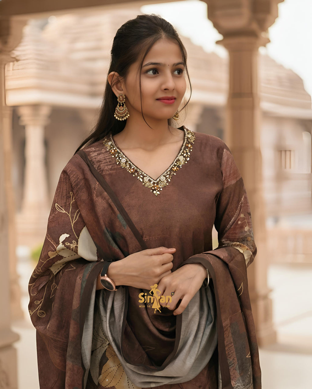 Modal Silk Kurti Pant Dupatta Set014765