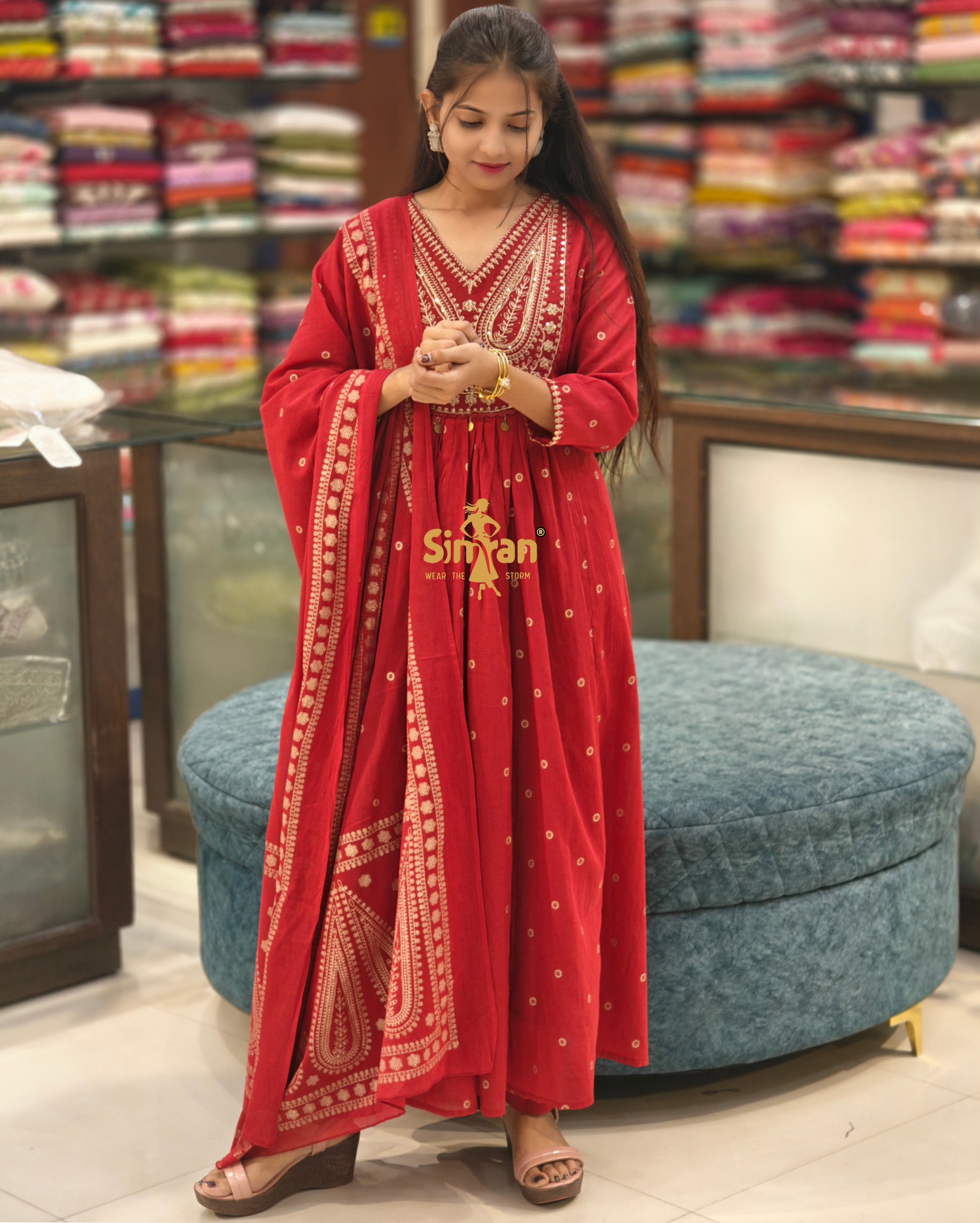 Pure Cotton Kurti Pant Dupatta Set 014148