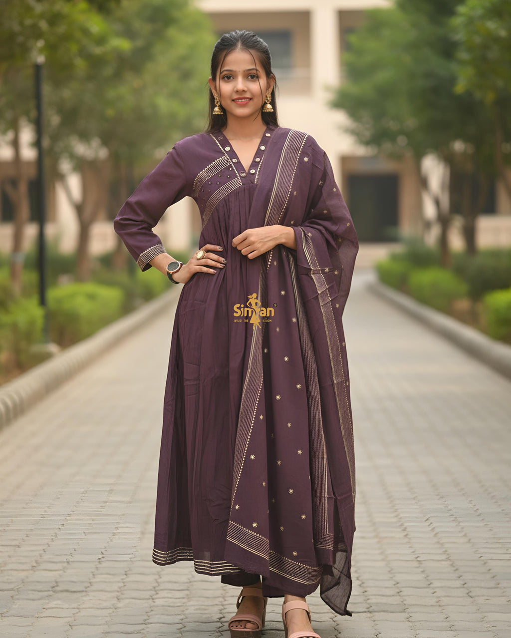 Pure Cotton Kurti Pant Dupatta Set 014756