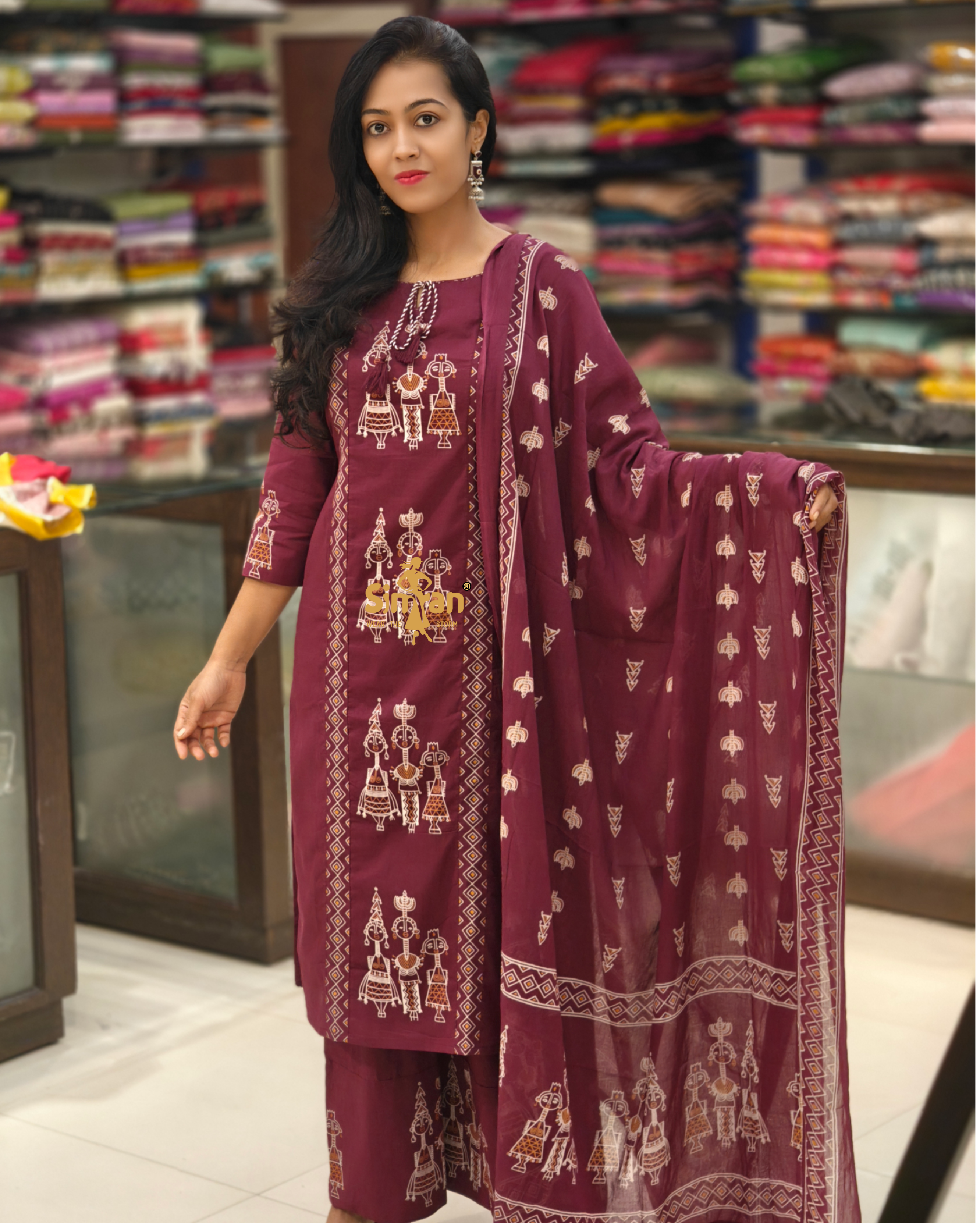 Pure Cotton  Kurti Plazo Dupatta Set 014354