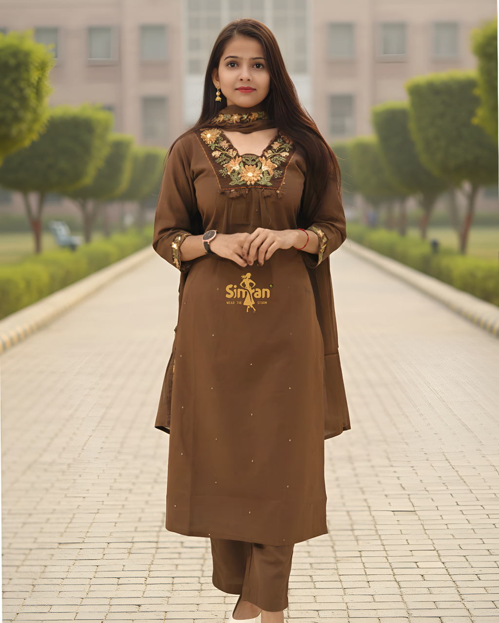 Pure Cotton  Kurti Pant Dupatta Set 014734