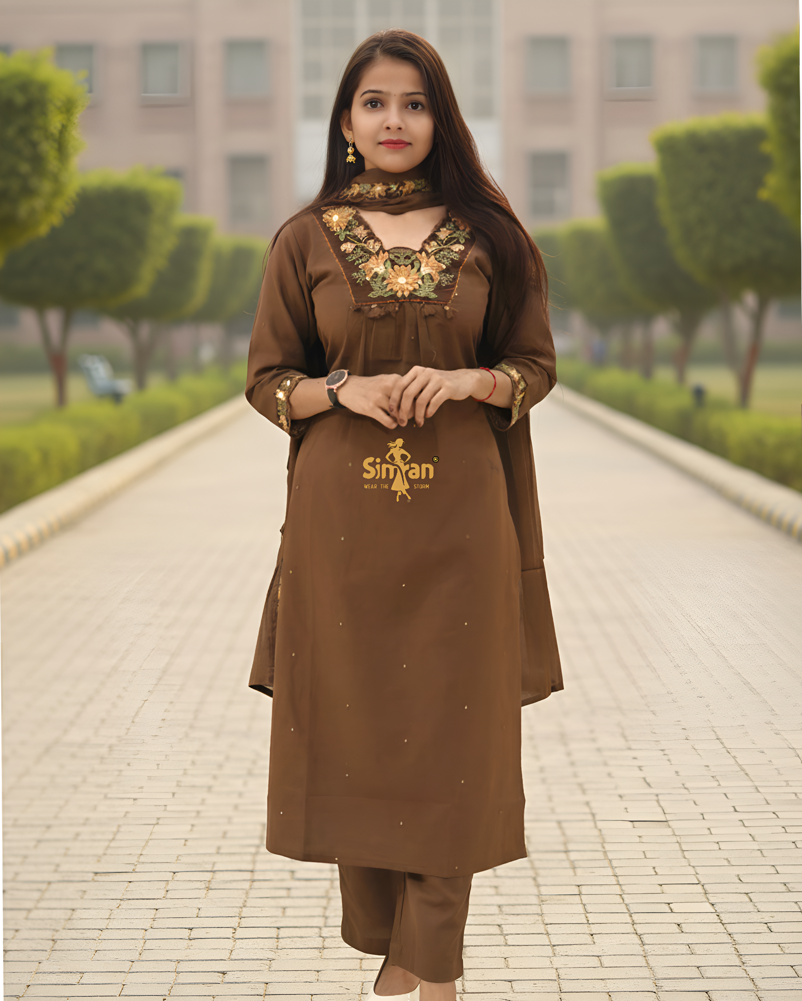 Pure Cotton  Kurti Pant Dupatta Set 014734