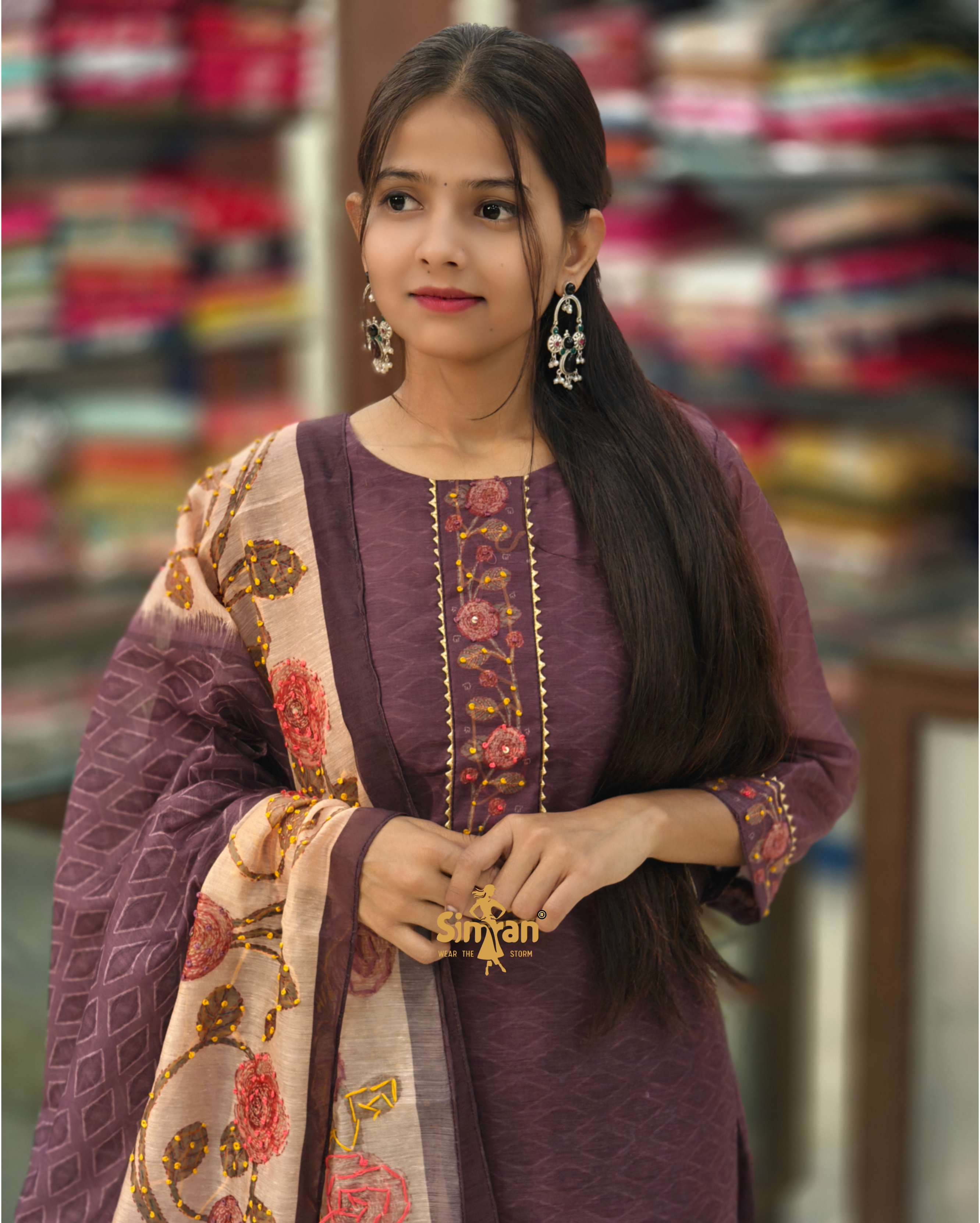 Silk Kurti Pant Dupatta Set 014379