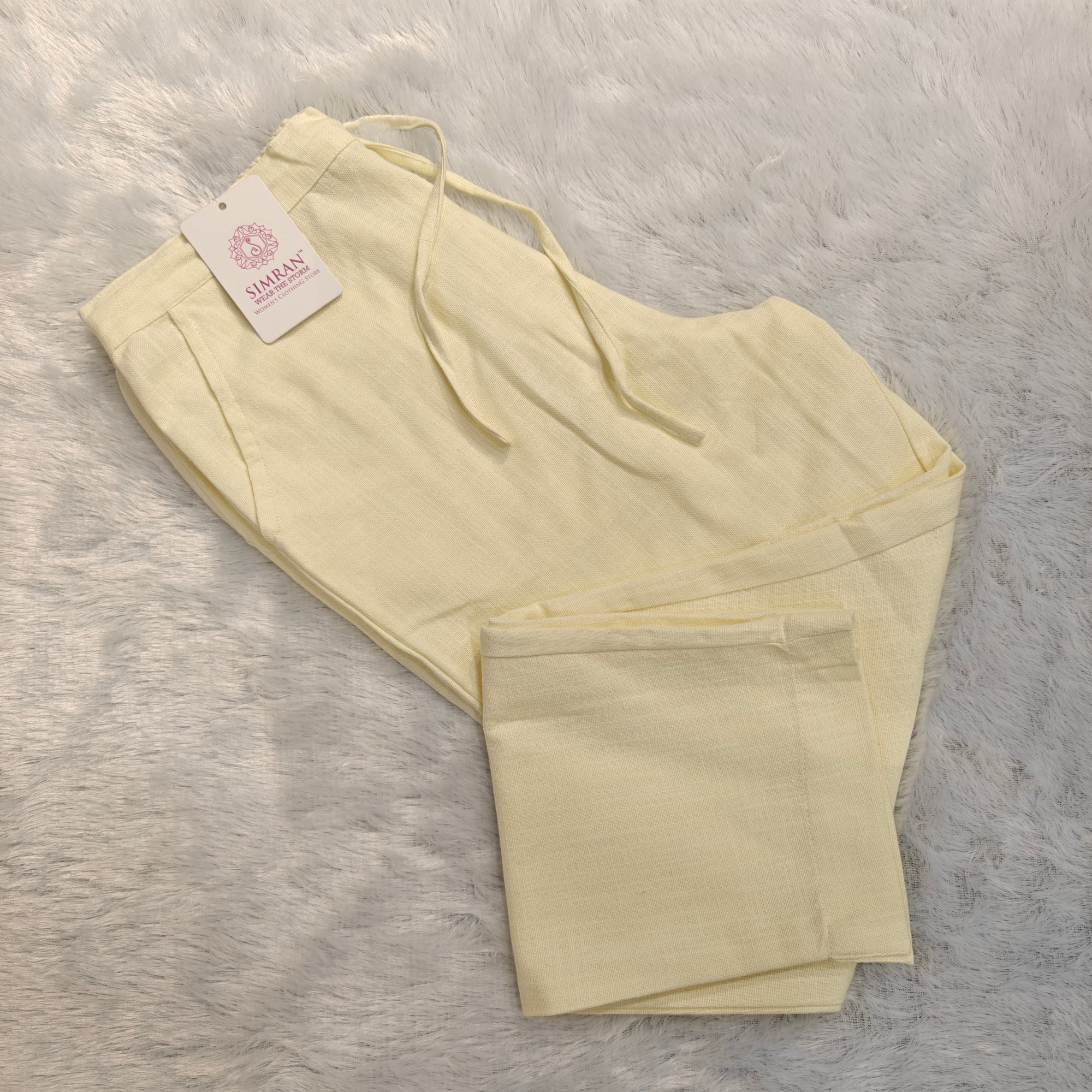 Linen Cotton Pants Light Yellow 011602